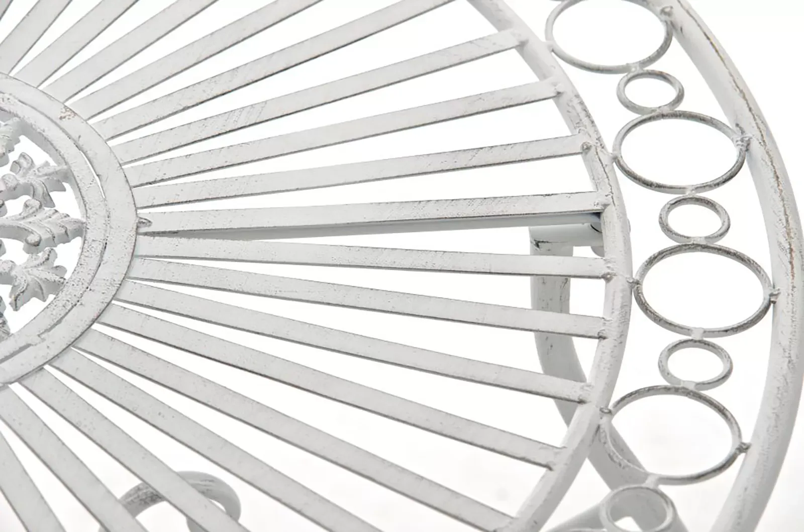 Illustration numéro 3 du produit Table de jardin avec plateau rond en métal Blanc antique