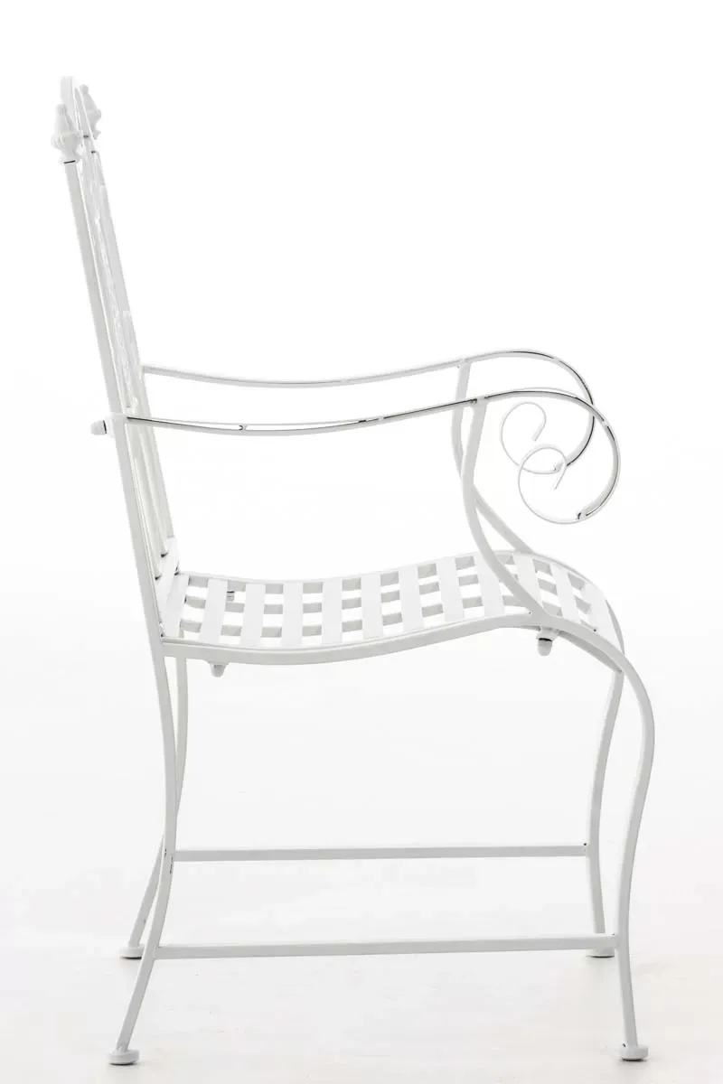 Illustration numéro 3 du produit Chaise de jardin avec accoudoirs en métal Blanc