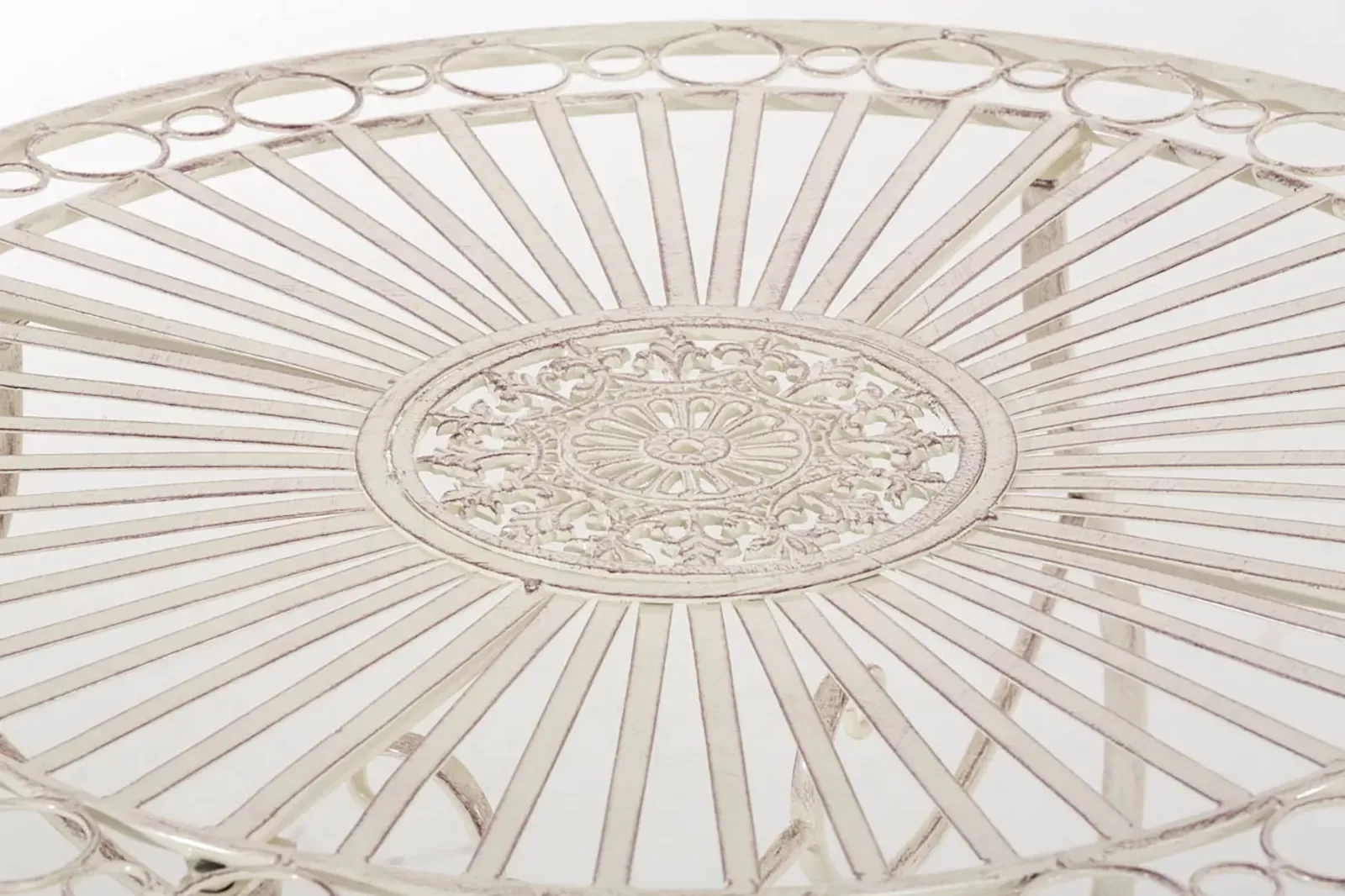 Illustration numéro 3 du produit Table de jardin avec plateau rond en métal Crème antique