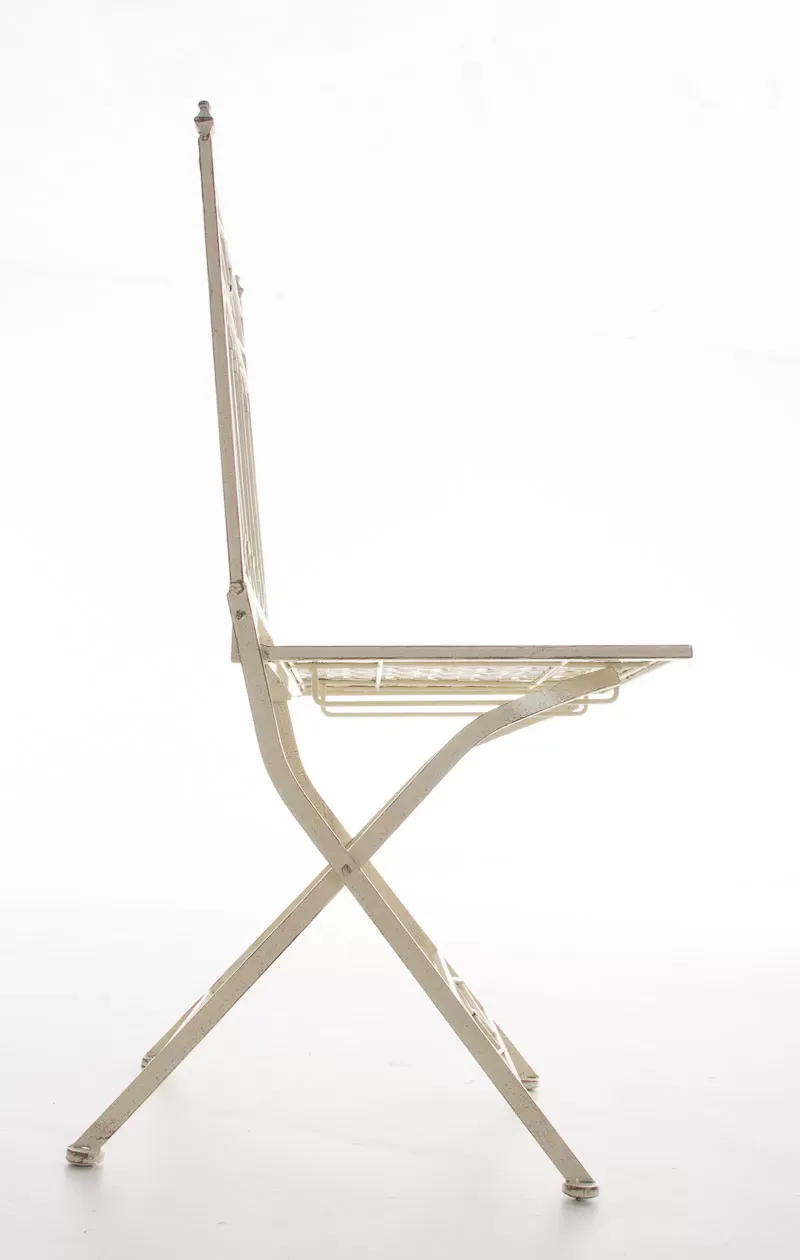 Illustration numéro 3 du produit Chaise de jardin pliable en métal Crème antique