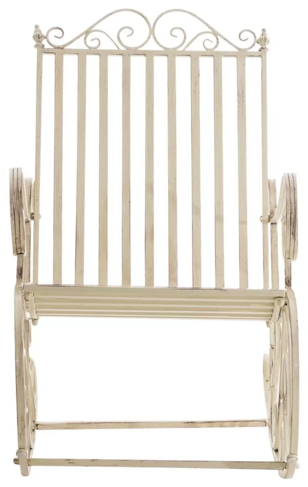 Illustration numéro 3 du produit Lot de 2 fauteuils à bascule pour jardin en métal Crème antique