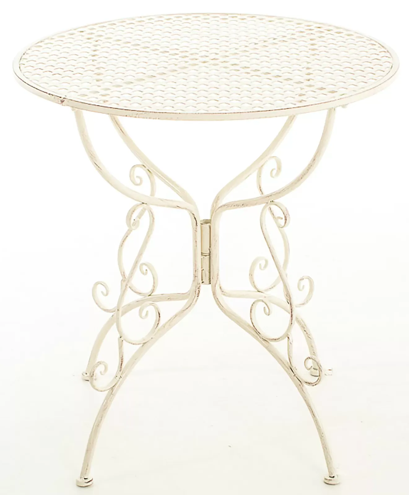 Illustration numéro 3 du produit Table de jardin ronde en métal Crème antique