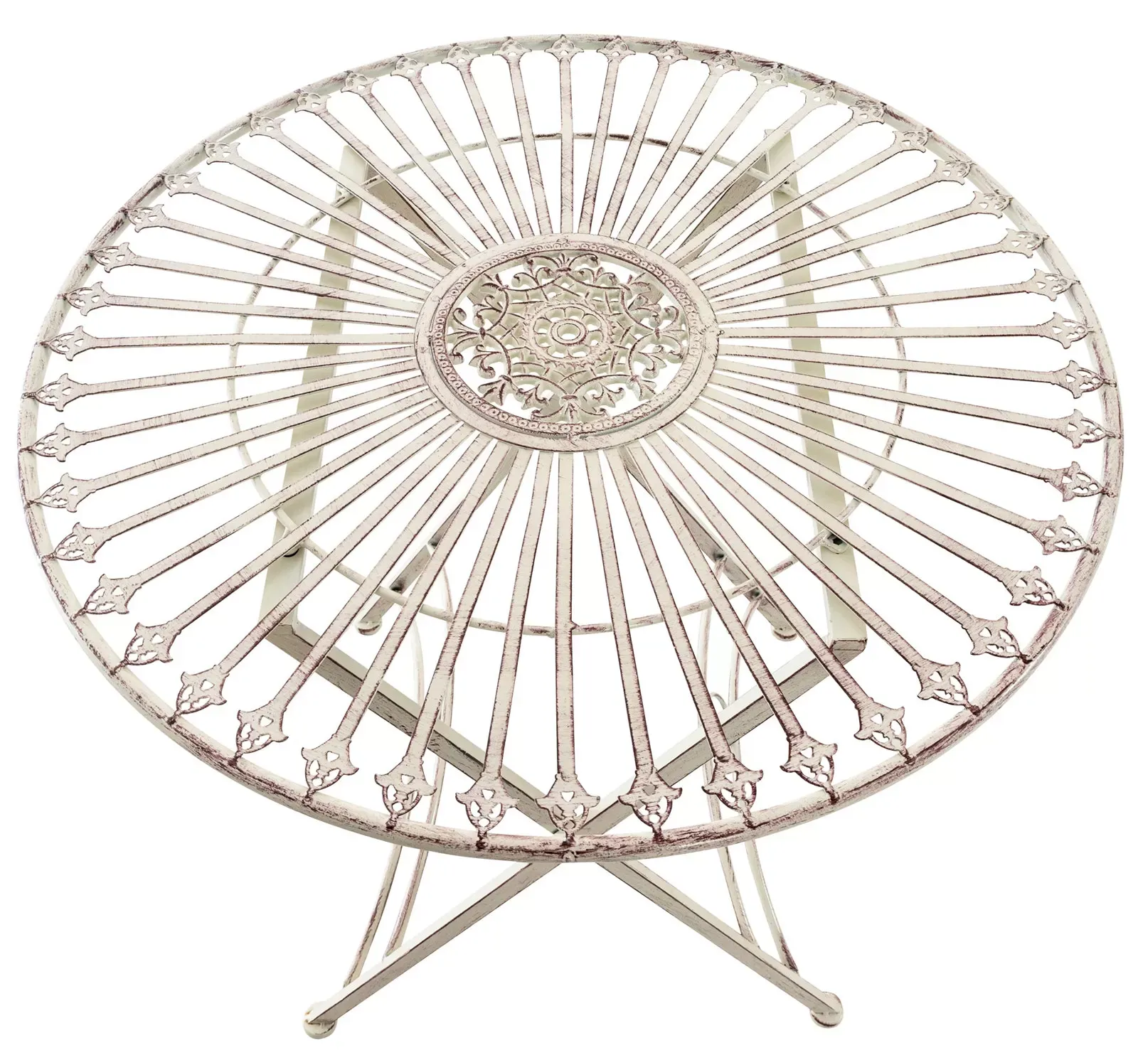 Illustration numéro 3 du produit Table de jardin ronde en métal Crème antique