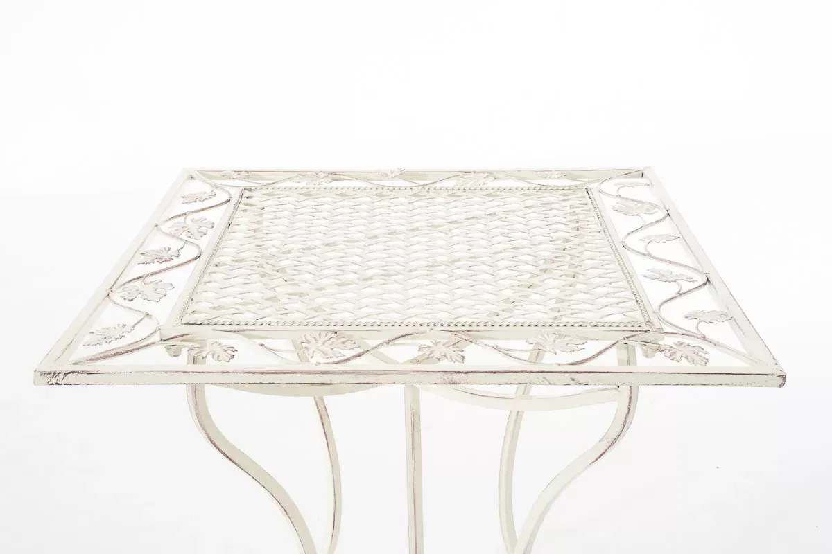 Illustration numéro 3 du produit Table de jardin carrée résistante en métal Crème antique