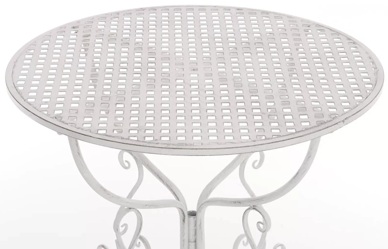 Illustration numéro 3 du produit Table de jardin ronde en métal Blanc antique