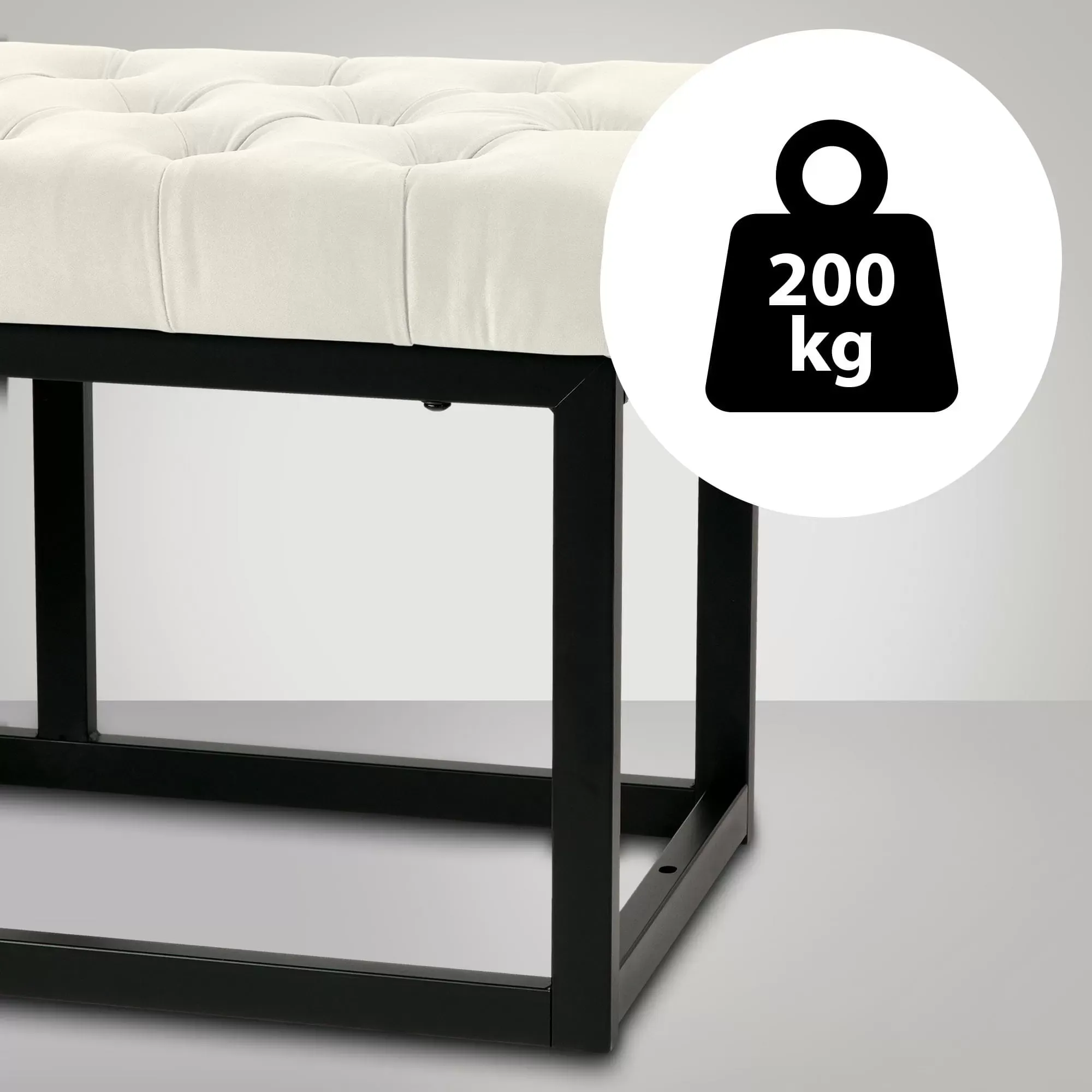 Illustration numéro 3 du produit Banquette avec cadre en métal et assise en velours Crème