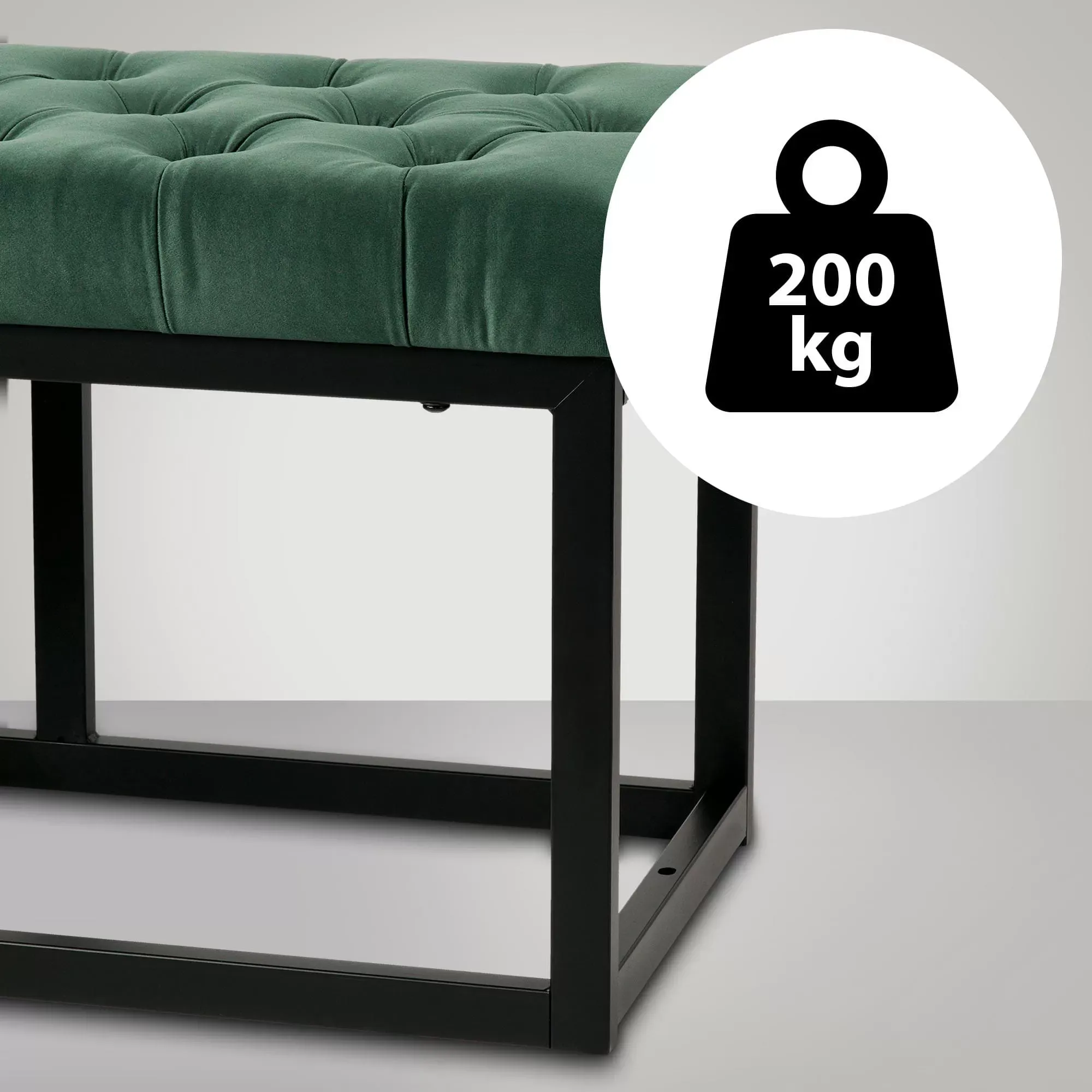 Illustration numéro 3 du produit Banquette avec cadre en métal et assise en velours Vert