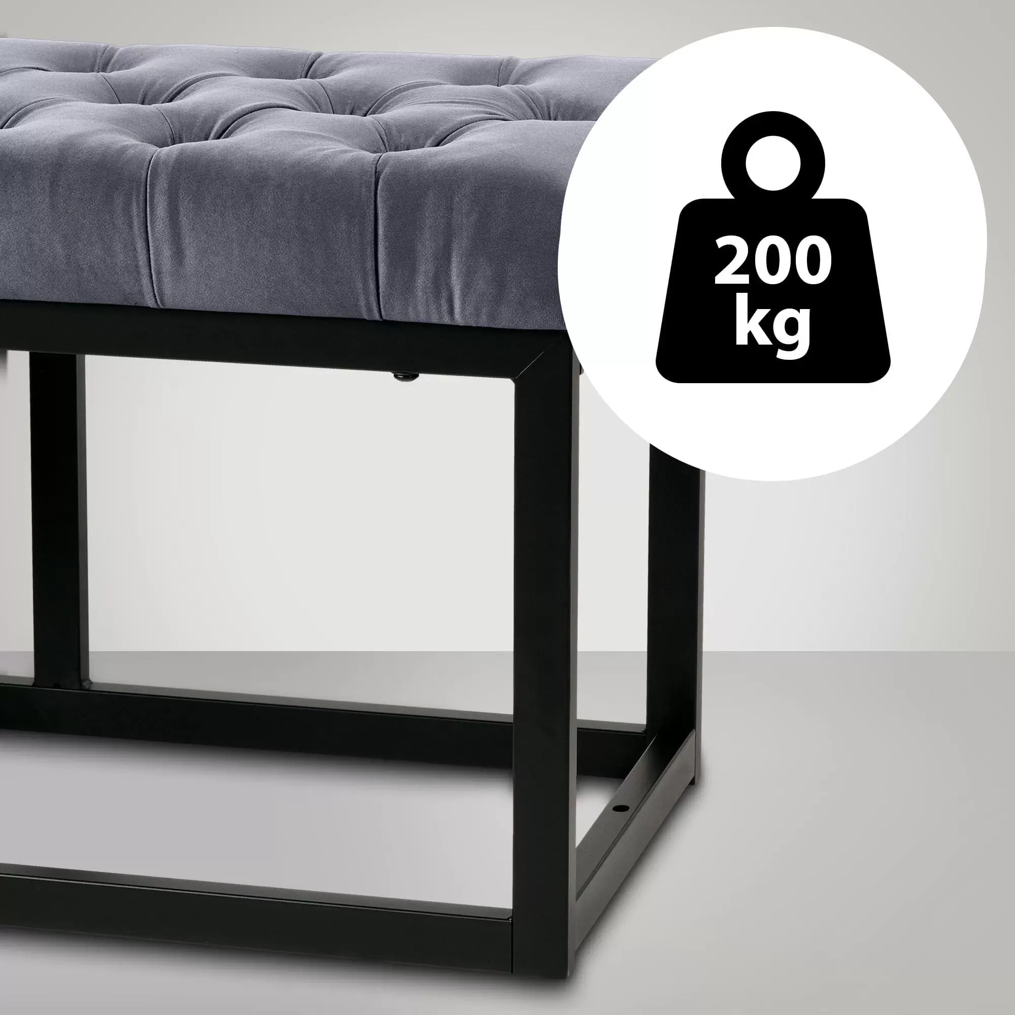 Illustration numéro 3 du produit Banquette avec cadre en métal et assise en velours Gris