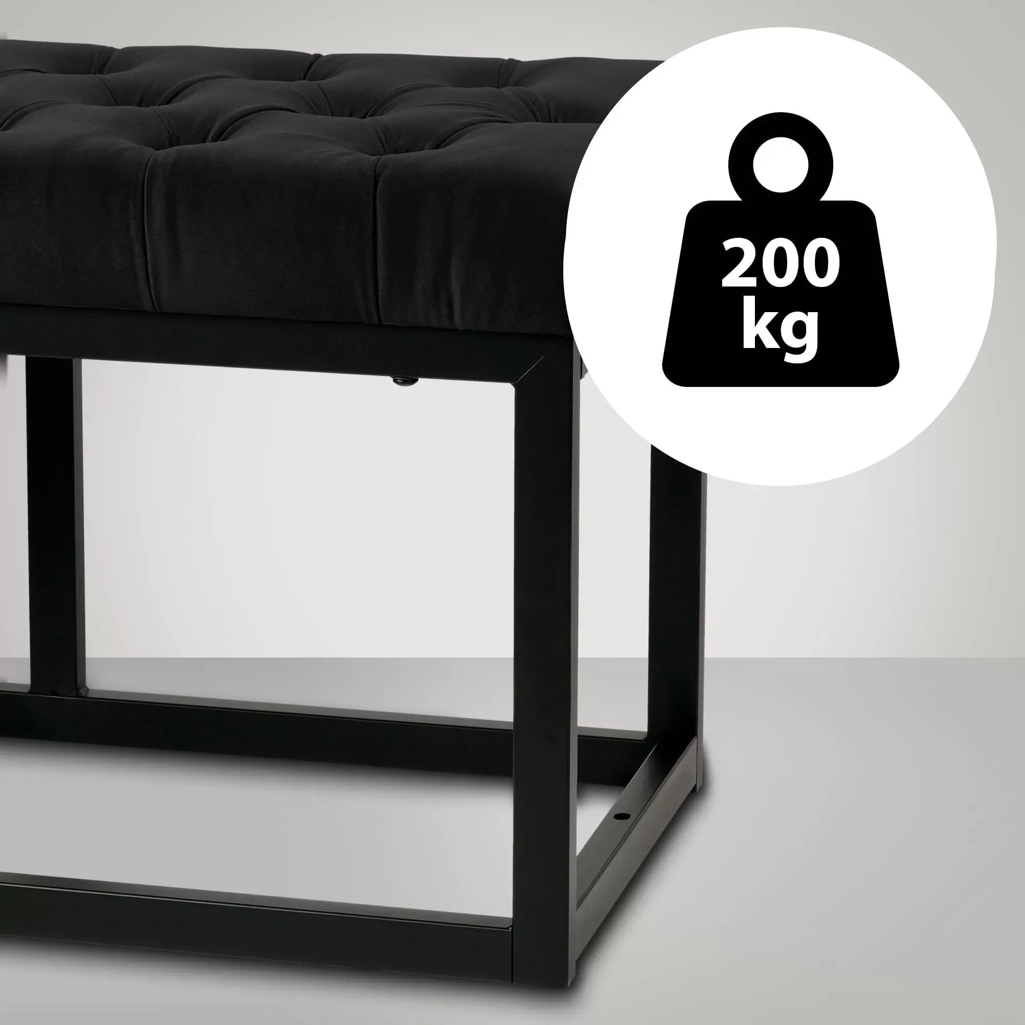Illustration numéro 3 du produit Banquette avec cadre en métal et assise en velours Noir