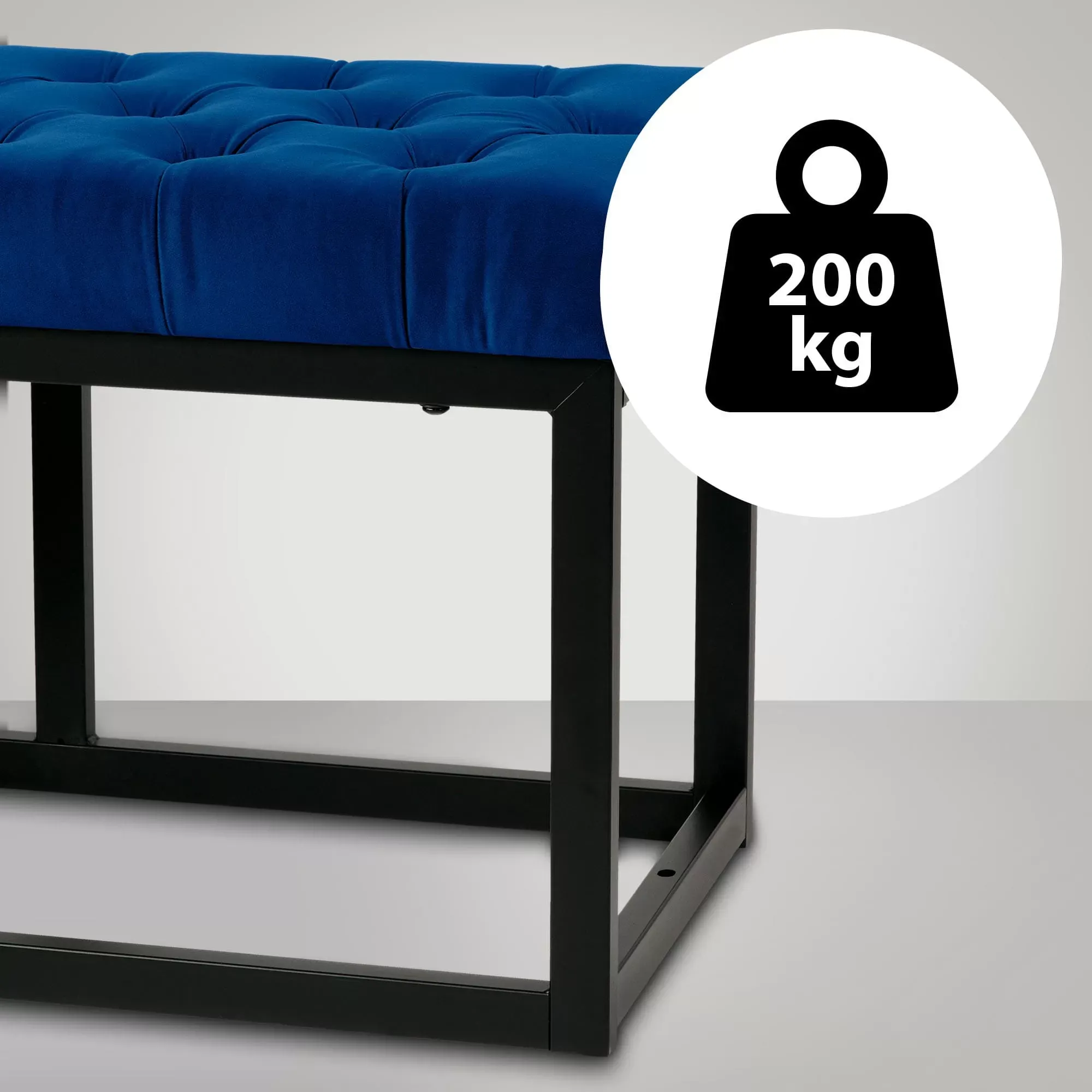 Illustration numéro 3 du produit Banquette avec cadre en métal et assise en velours Bleu
