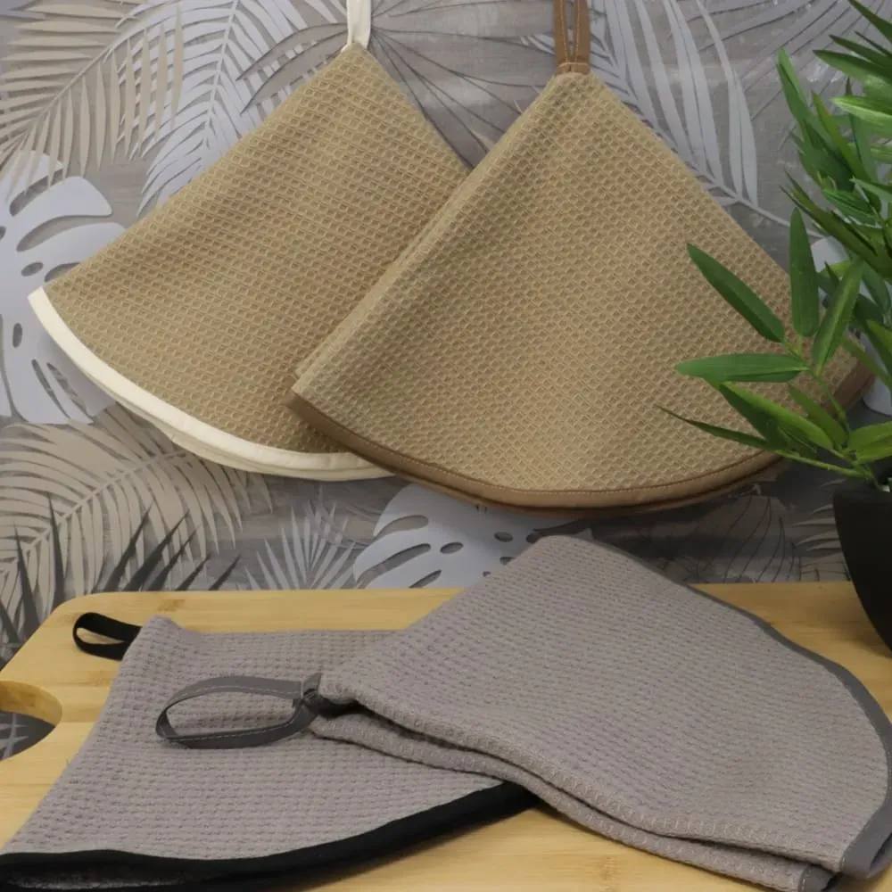 Illustration numéro 3 du produit Lot de 2 essuies mains en coton taupe