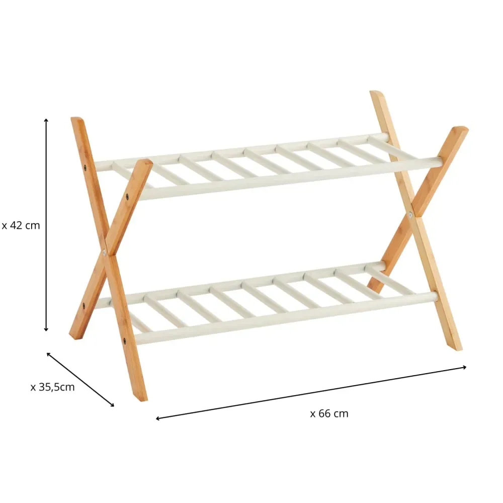 Illustration numéro 3 du produit Range-chaussures en bambou beige 66x35,5x42cm