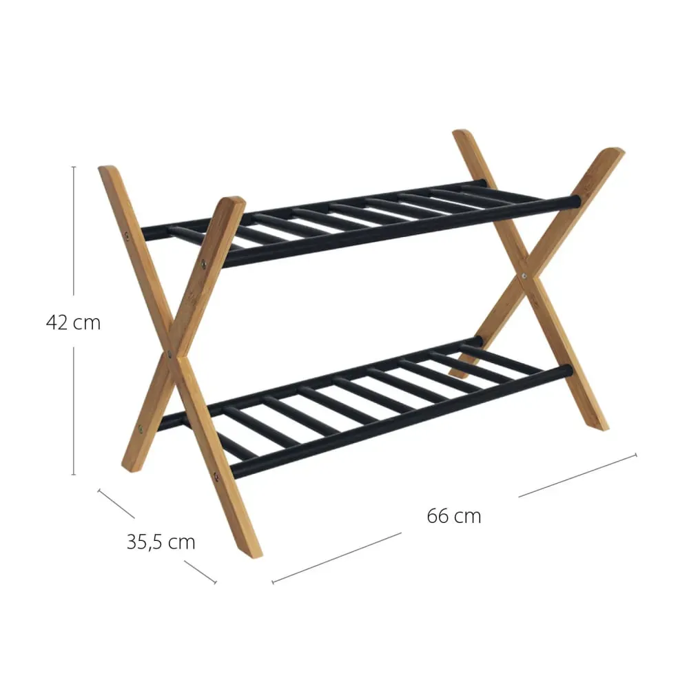 Illustration numéro 3 du produit Range-chaussures en bambou, noir 66x35,5x42cm