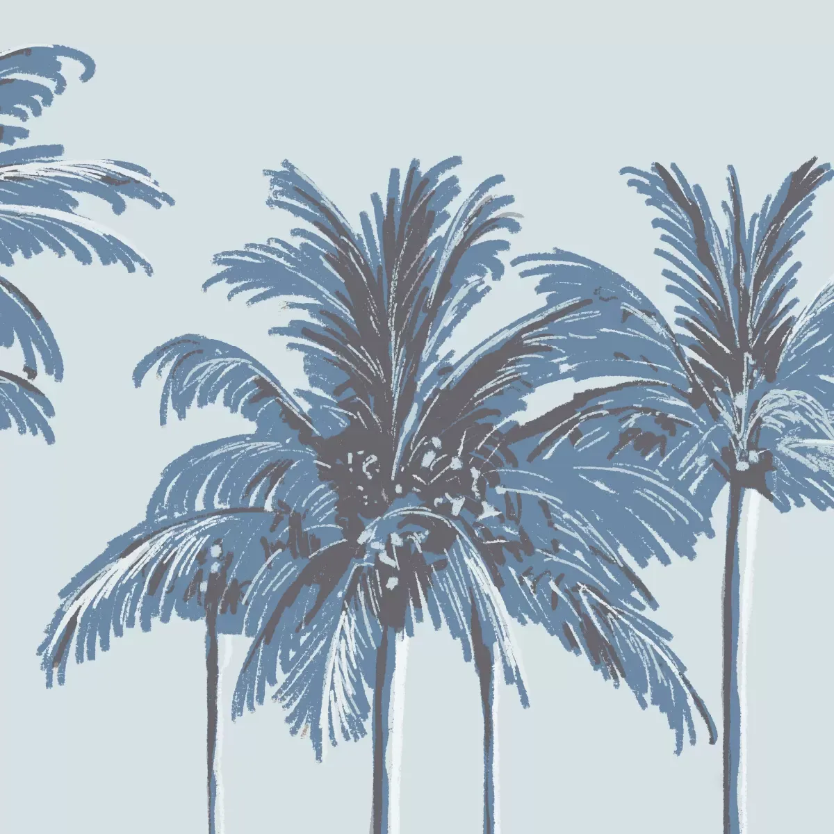 Illustration numéro 3 du produit Papier peint panoramique palmiers bleu 375x250cm