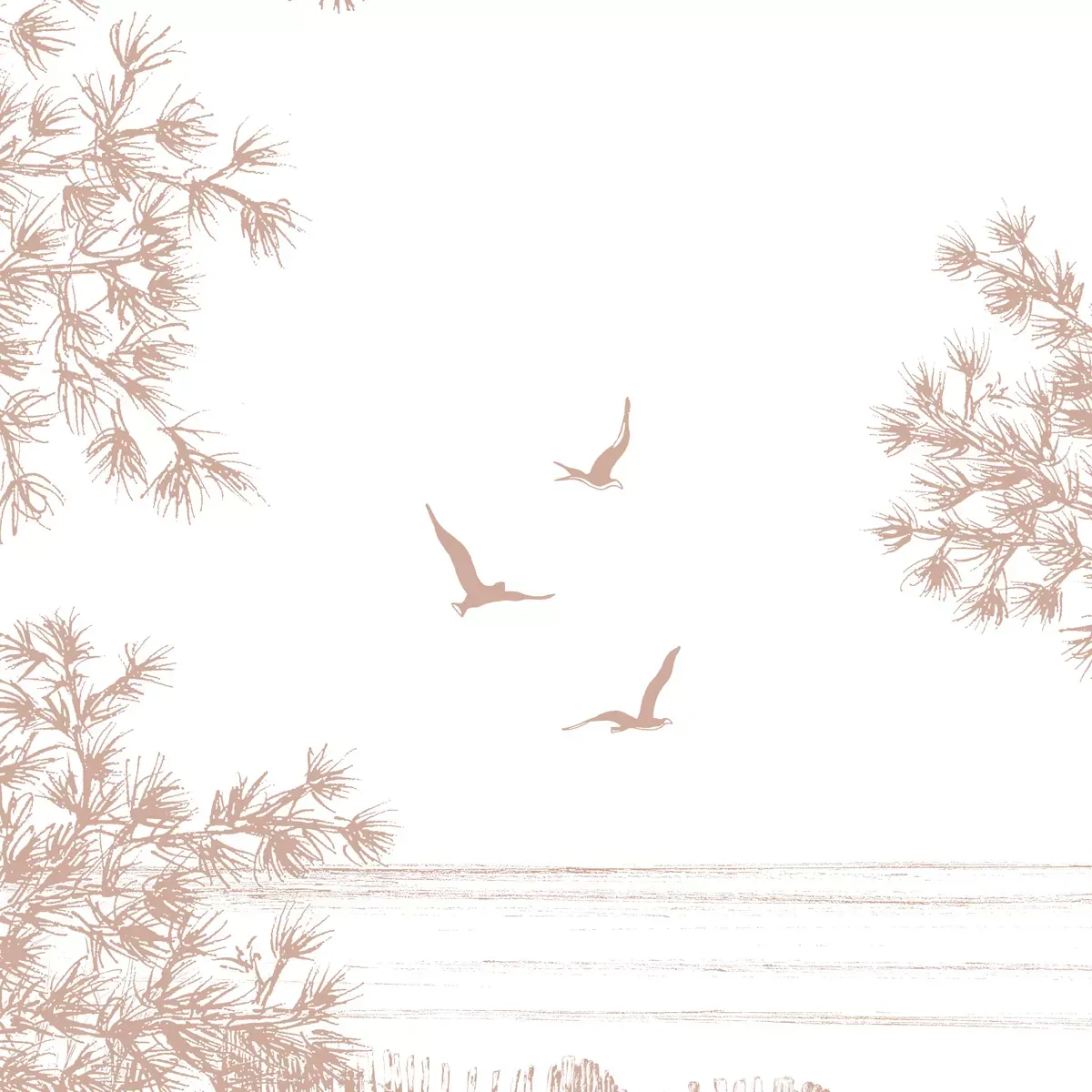 Illustration numéro 3 du produit Papier peint panoramique balade en bord de mer beige 450x250cm