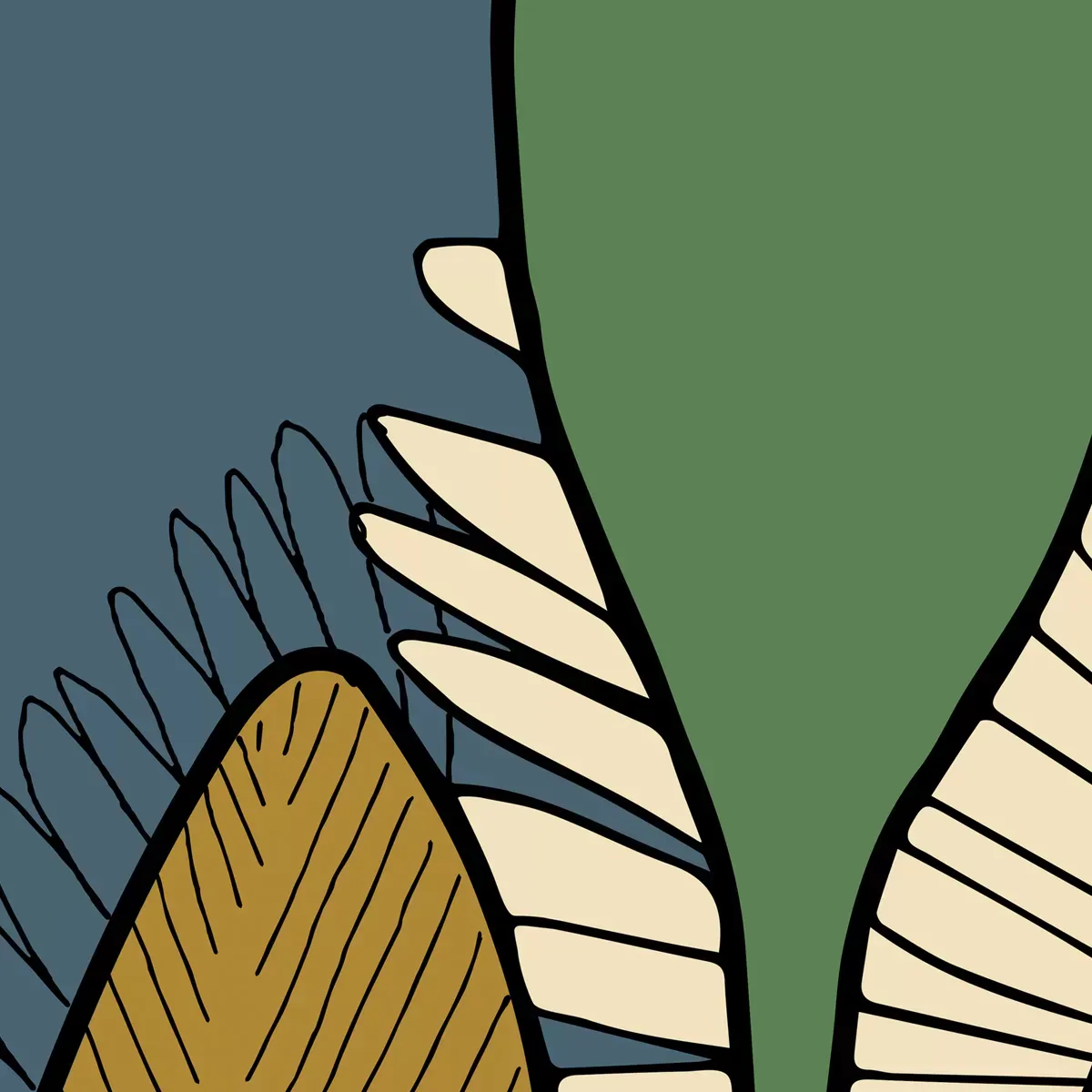 Illustration numéro 3 du produit Papier peint panoramique végétal vert 300x250cm