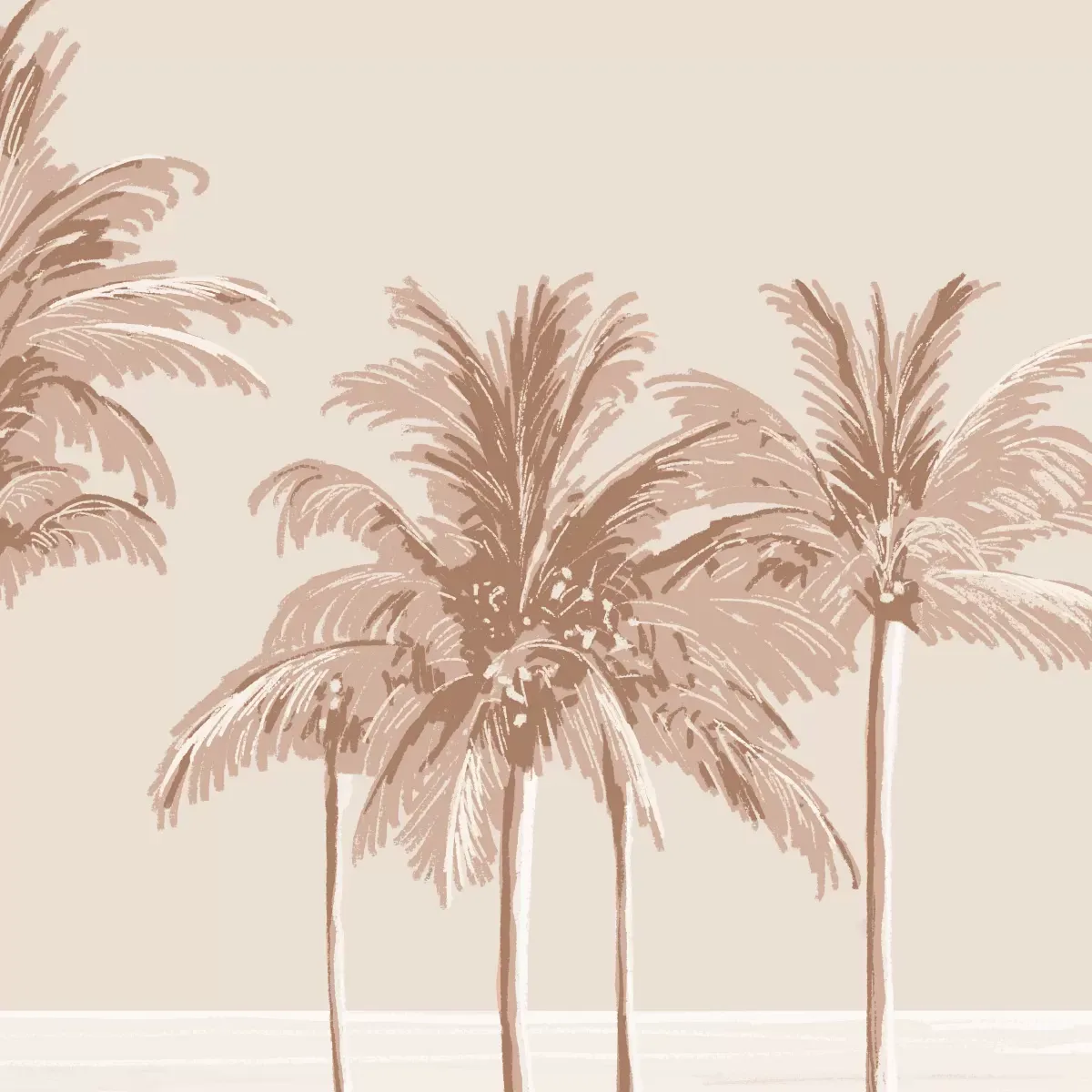 Illustration numéro 3 du produit Papier peint panoramique palmiers brun 375x250cm