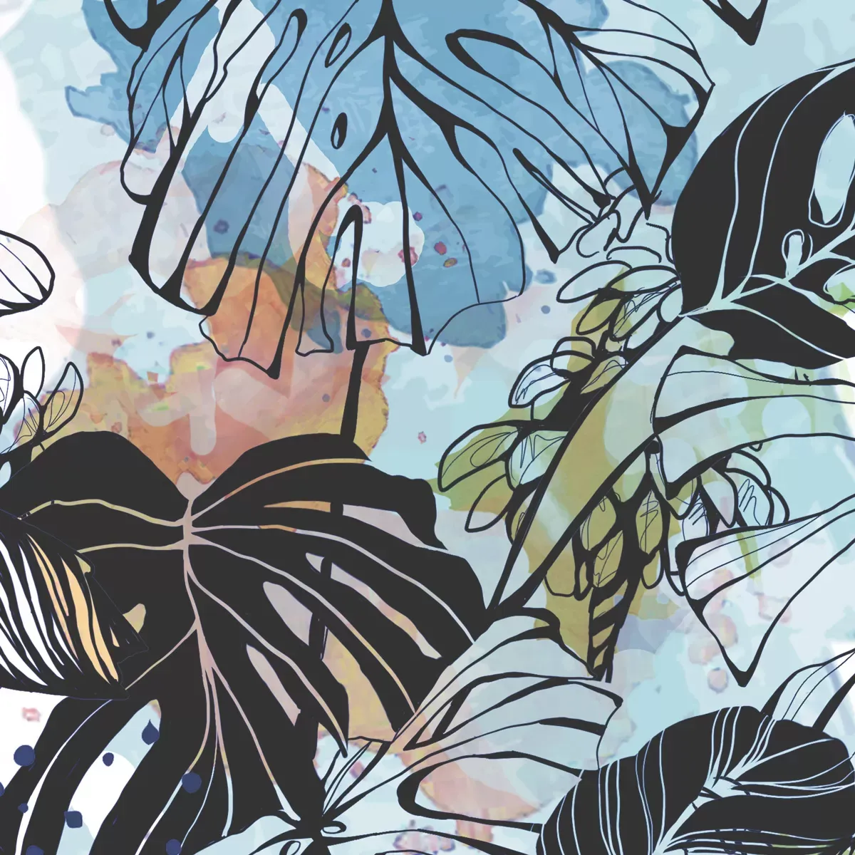 Illustration numéro 3 du produit Papier peint panoramique dans la jungle bleu 375x250cm