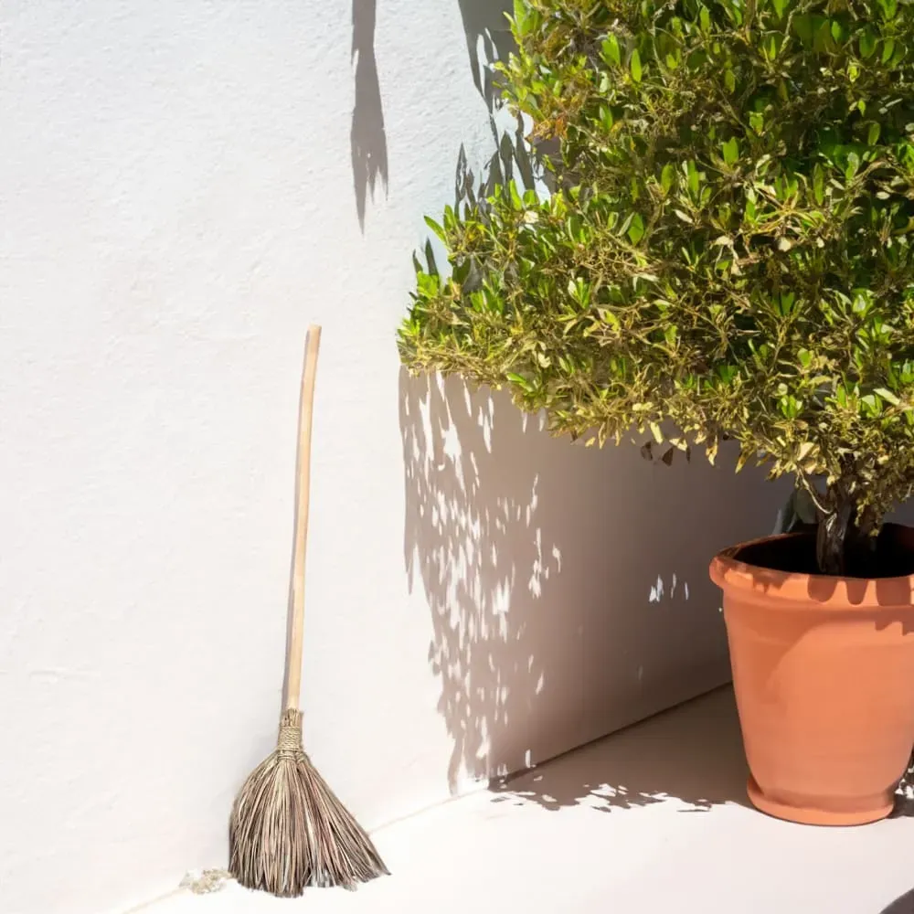 Illustration numéro 3 du produit Balai extérieur canne et palmier bambou/bois naturel 120 cm