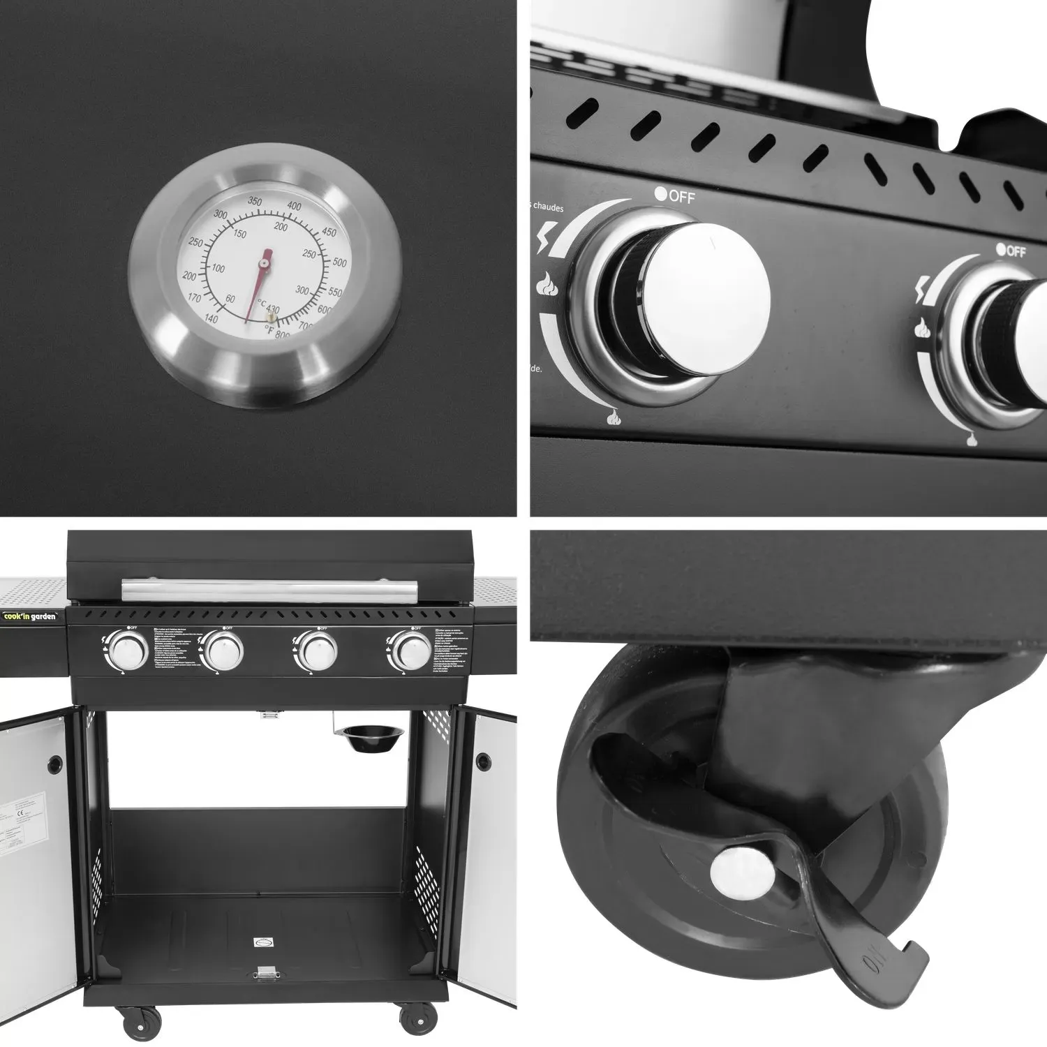 Illustration numéro 3 du produit Barbecue au gaz en acier noir