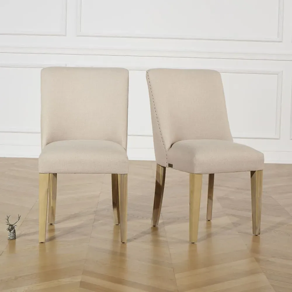 Illustration numéro 3 du produit Lot de 2 chaises en acacia et tissus beige