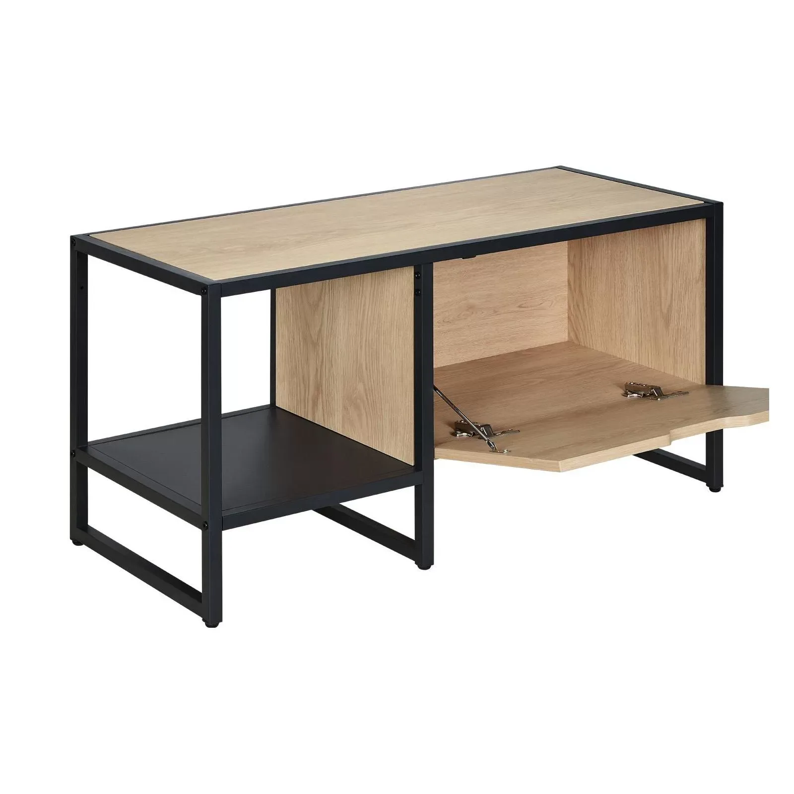 Illustration numéro 3 du produit Banc rangement chaussures bois et métal 90x46cm