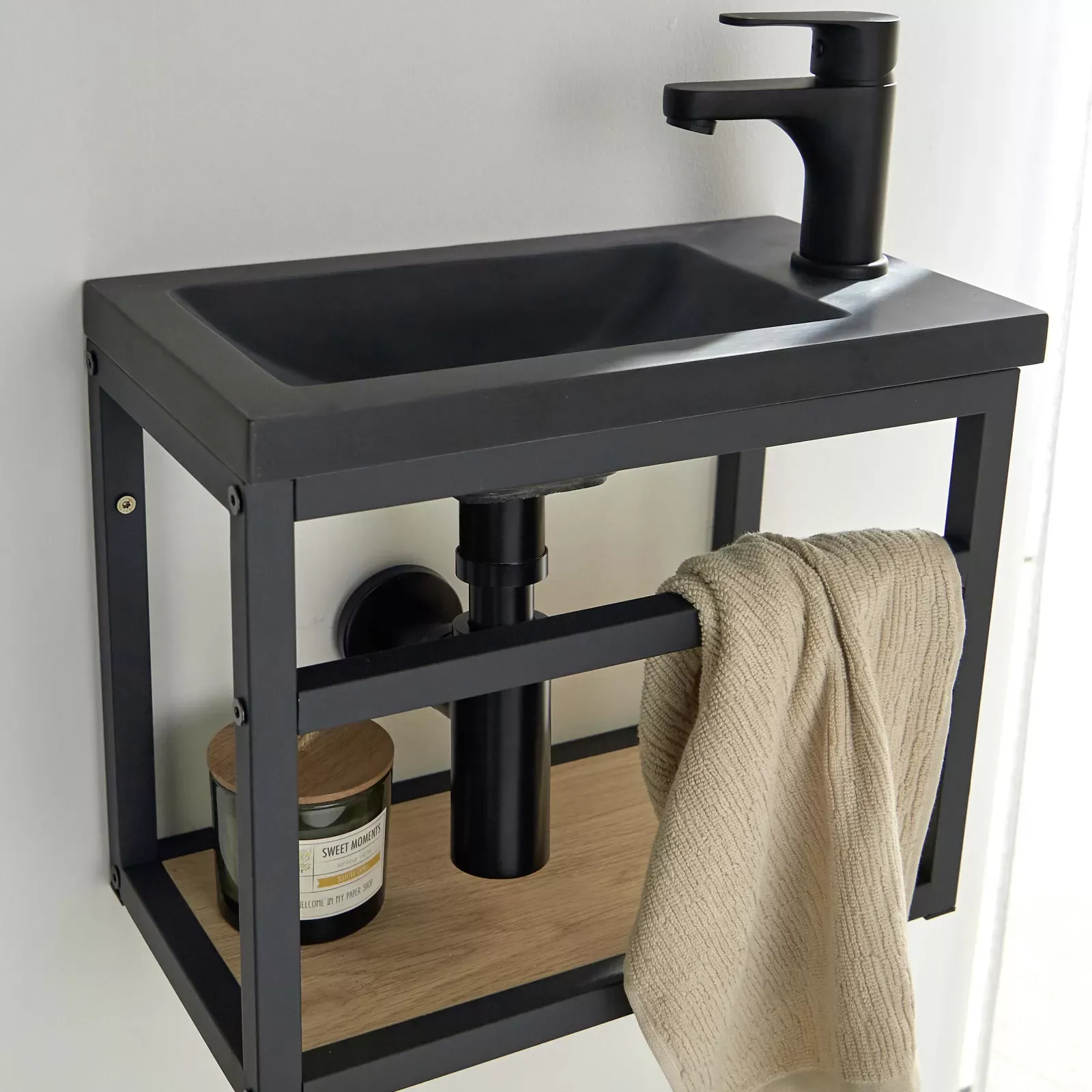 Illustration numéro 3 du produit Meuble lave-mains  + robinet noir