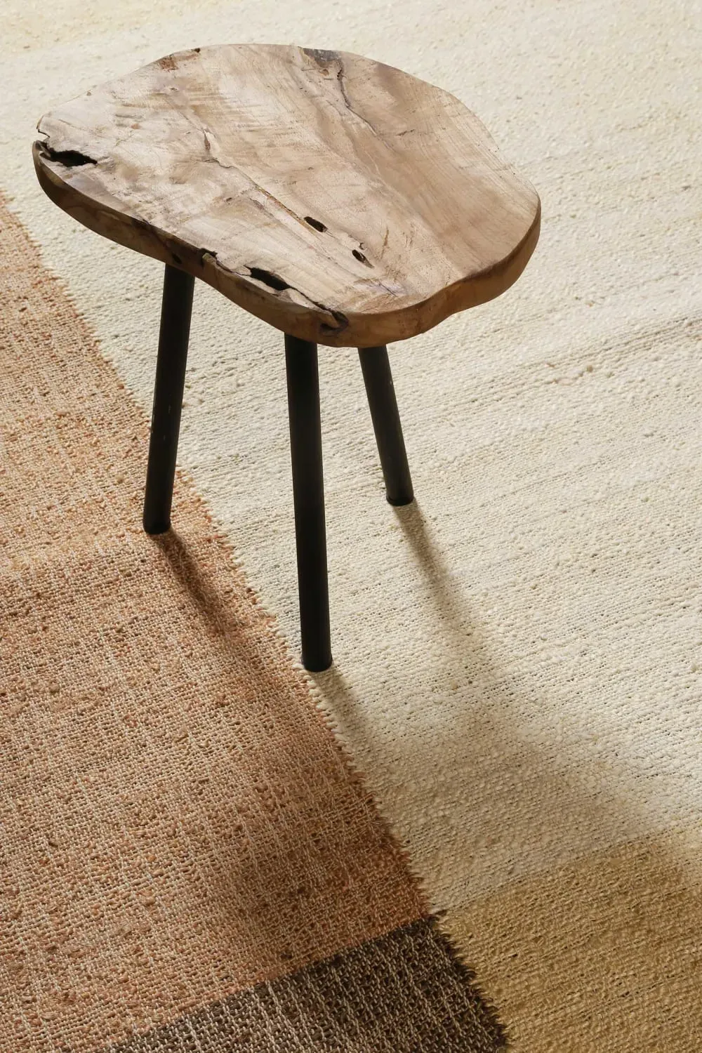 Illustration numéro 3 du produit Tapis plat tissé main à franges beige et brun 200x290