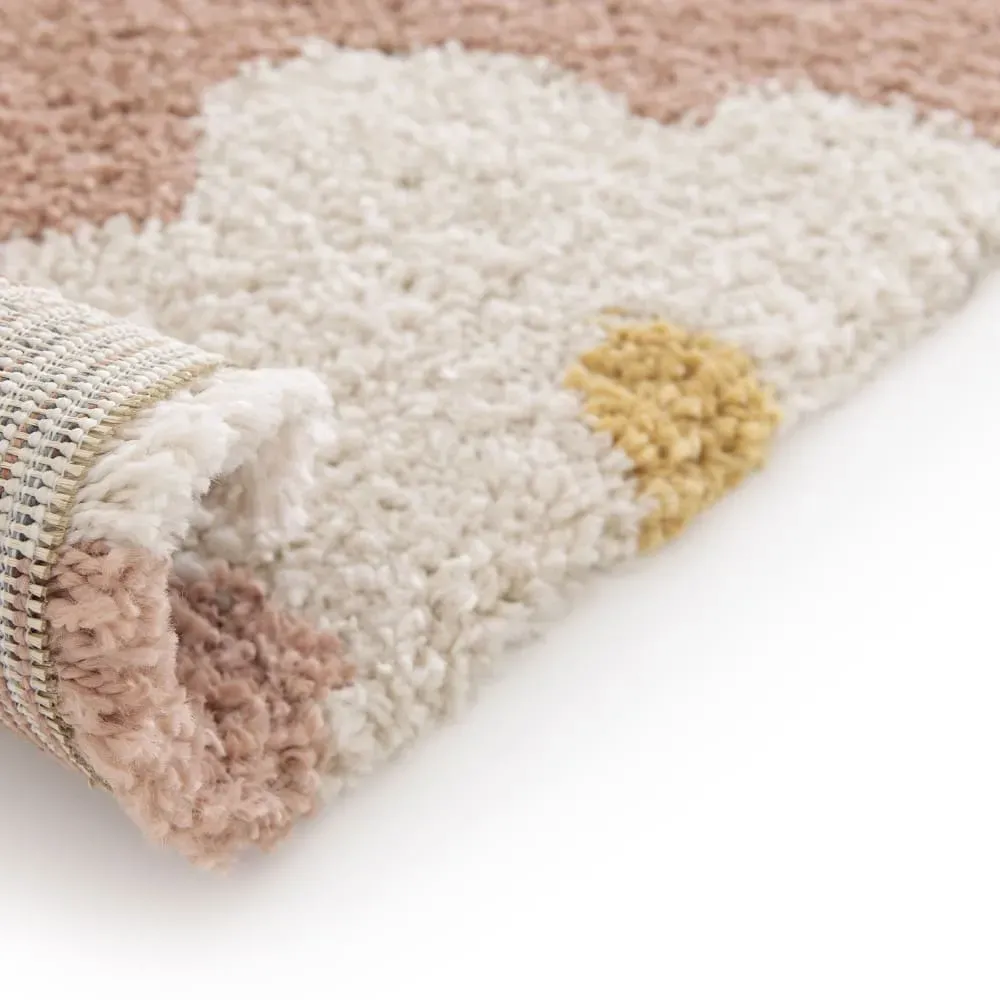 Illustration numéro 3 du produit Tapis contemporain à motif floral - 120x170cm Vieux rose Polypropylène