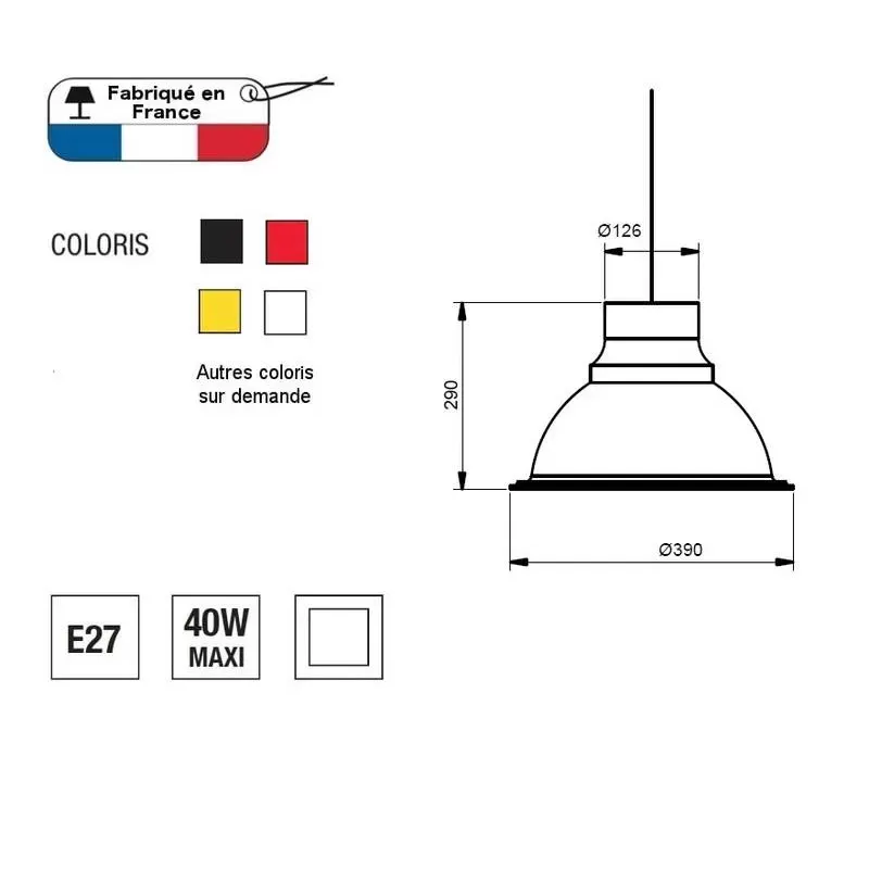 Illustration numéro 3 du produit Suspension en métal jaune