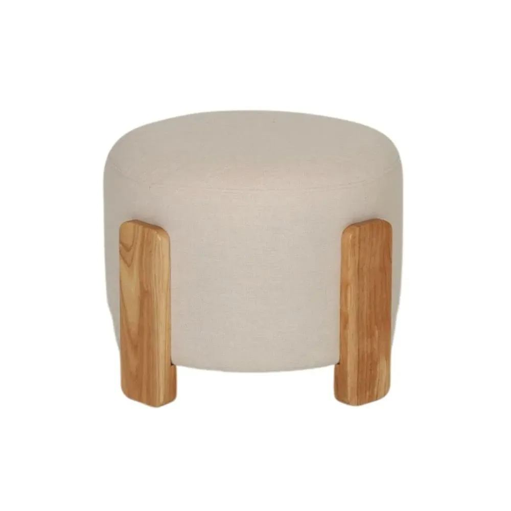 Illustration numéro 3 du produit Pouf rond en tissu ø52,5cm - Écru