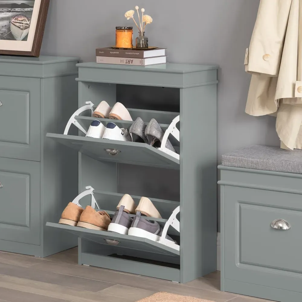 Illustration numéro 3 du produit Meuble à chaussures effet bois gris