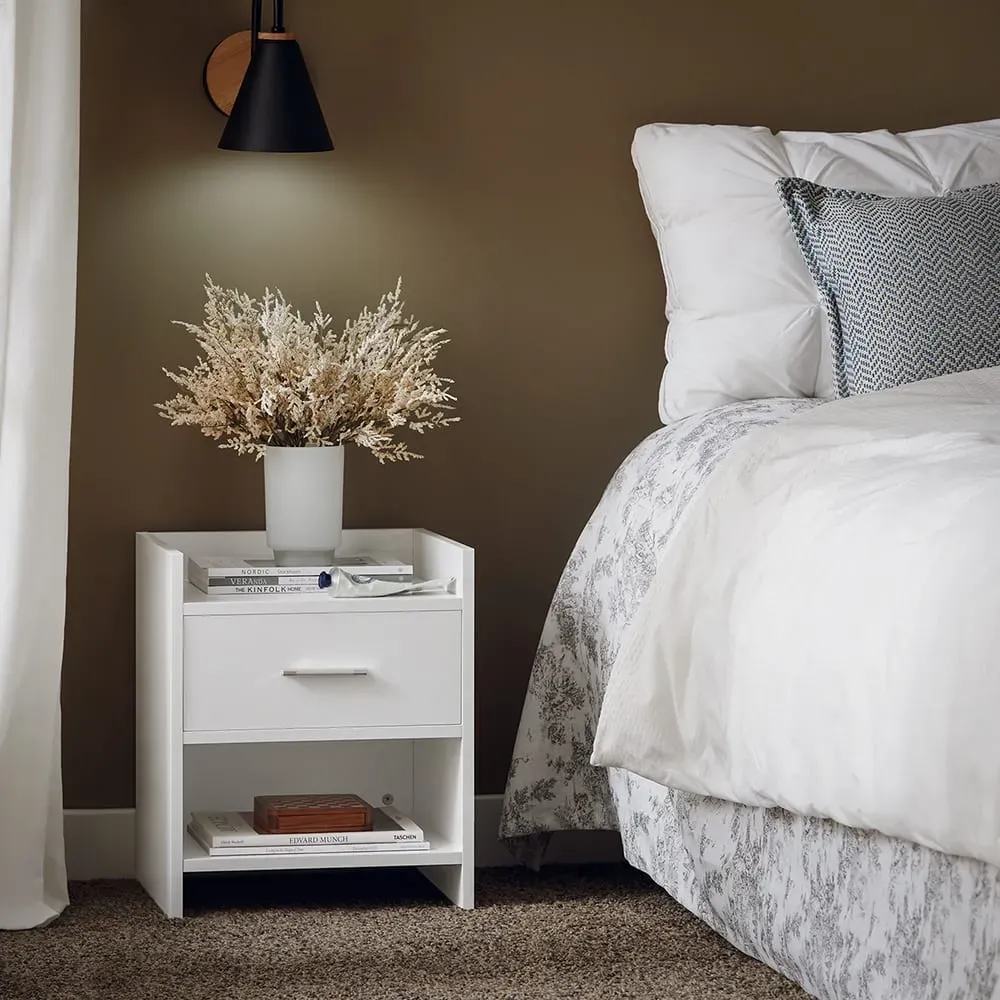 Illustration numéro 3 du produit Table de chevet en panneau de particule blanc