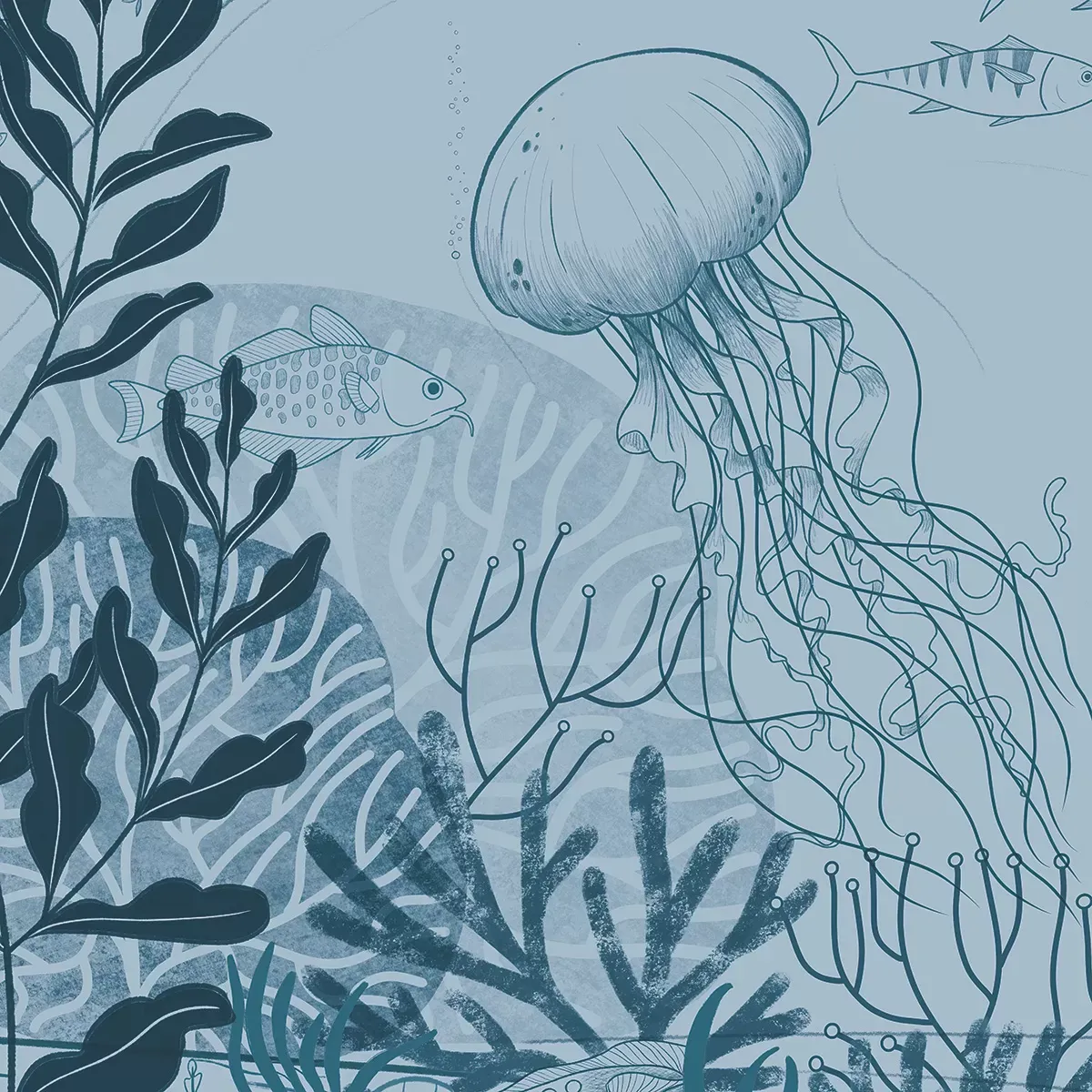 Illustration numéro 3 du produit Papier peint panoramique enfant océan bleu 525x250cm