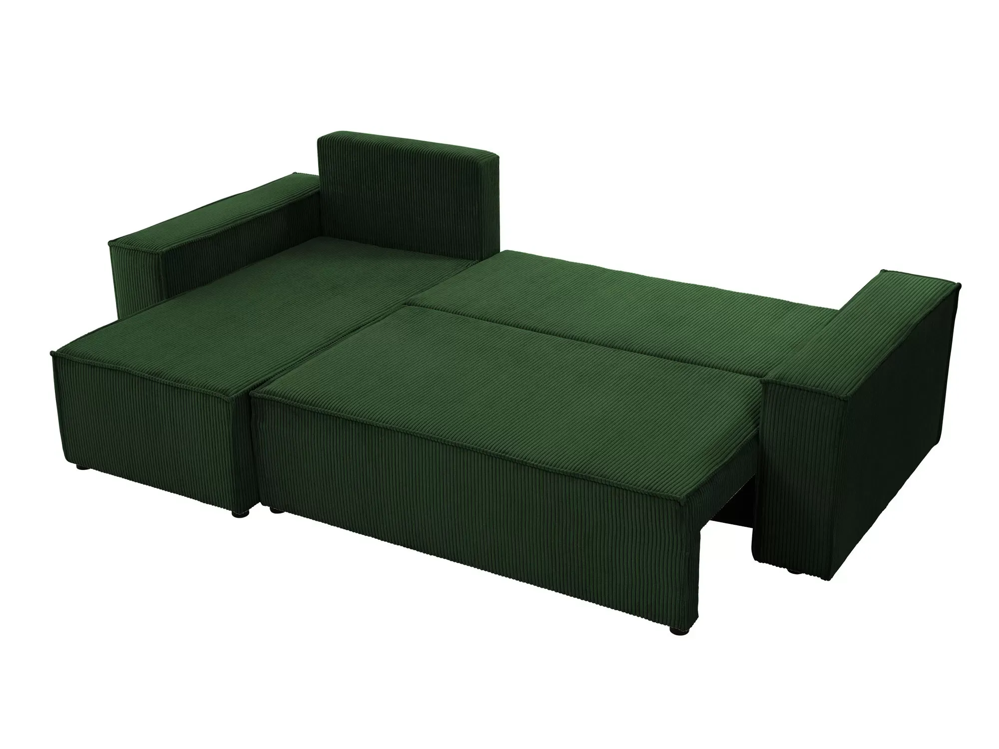 Illustration numéro 3 du produit Canapé d'angle réversible convertible 4 places en velours côtelé vert