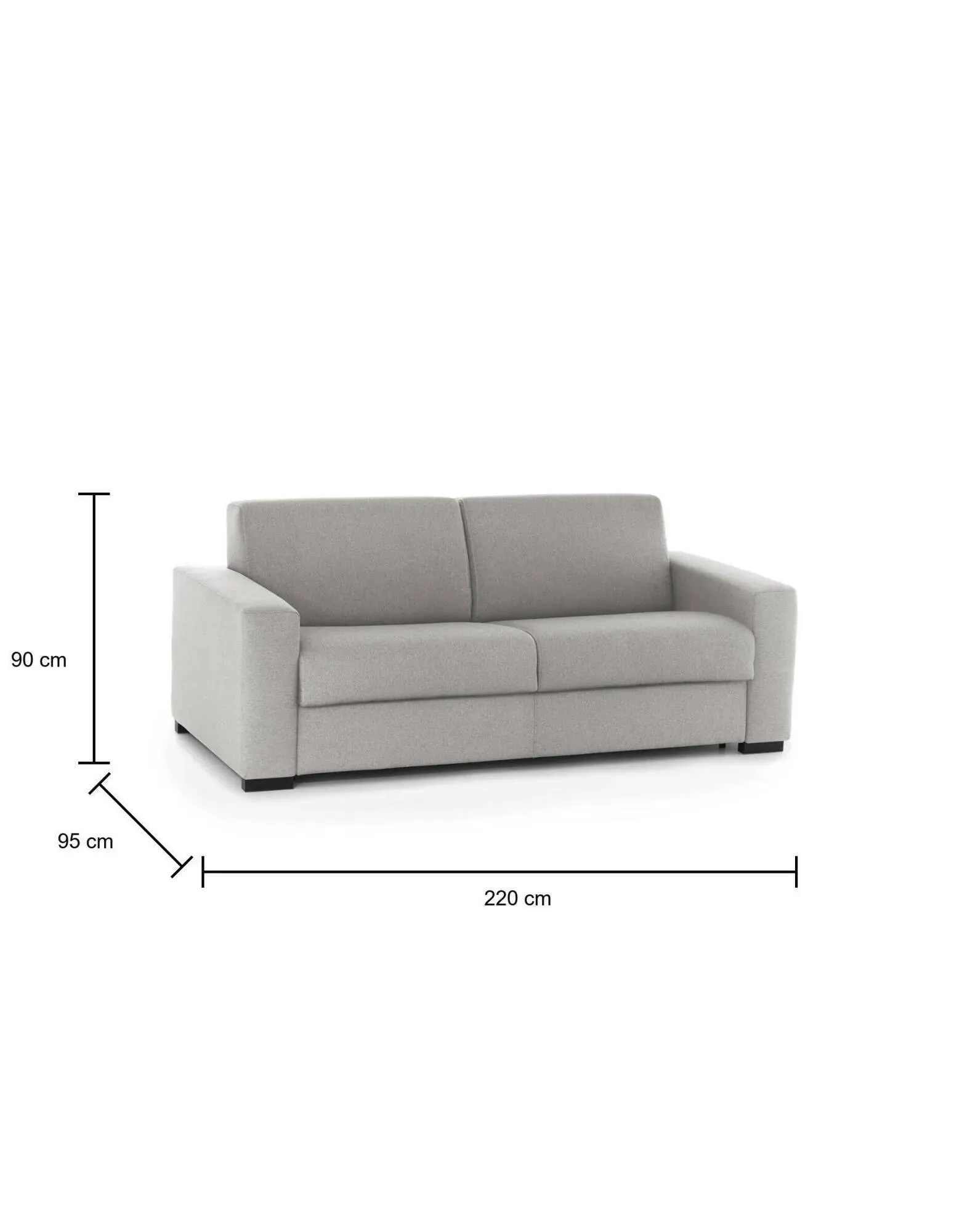 Illustration numéro 3 du produit Canapé lit 3 places en tissu gris 220x95h90 cm