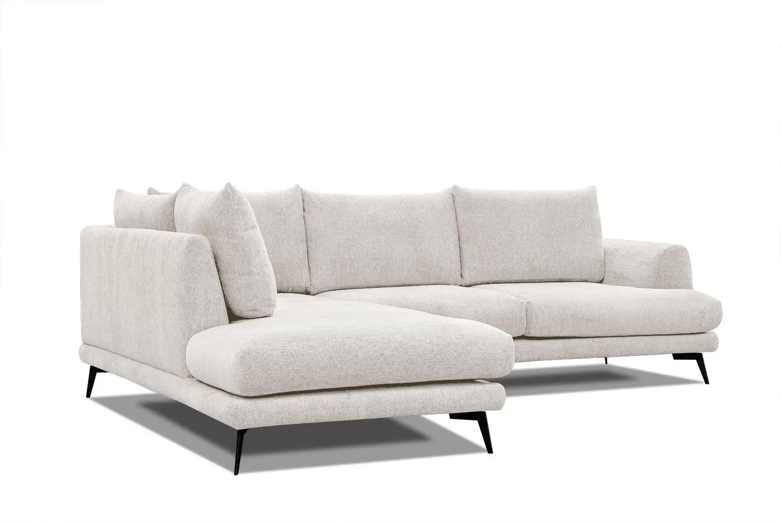 Illustration numéro 3 du produit Canapé d'angle gauche 5 places tissu écru