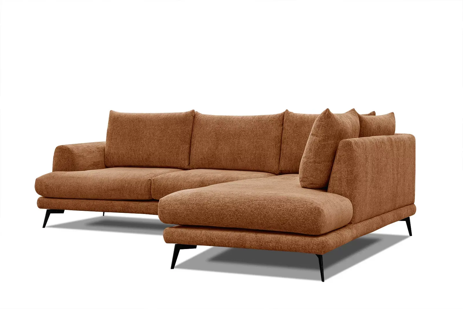 Illustration numéro 3 du produit Canapé d'angle droit 5 places tissu brique