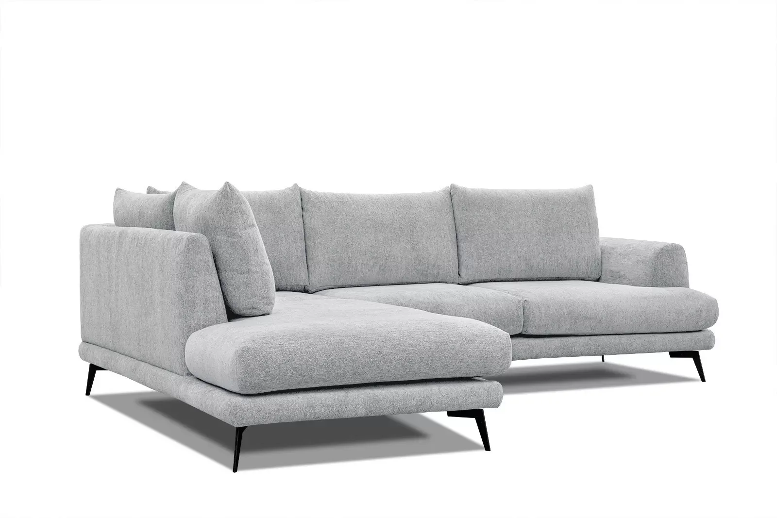 Illustration numéro 3 du produit Canapé d'angle gauche 5 places tissu gris clair