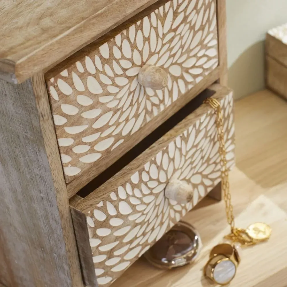 Illustration numéro 3 du produit Rangement à tiroirs motif devant bois  20x21 cm