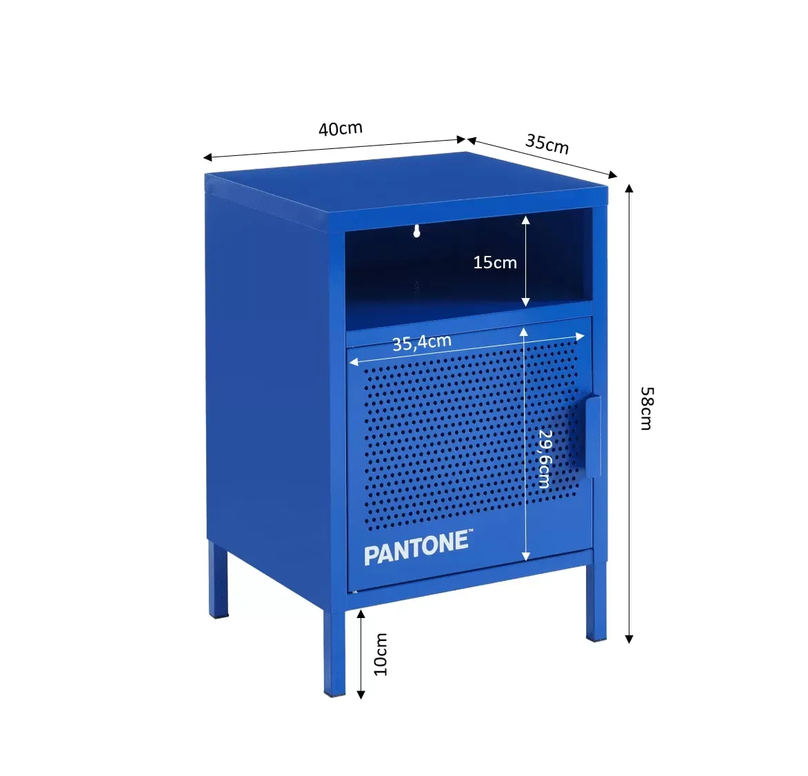Illustration numéro 3 du produit Table de chevet métal bleu électrique 40cm