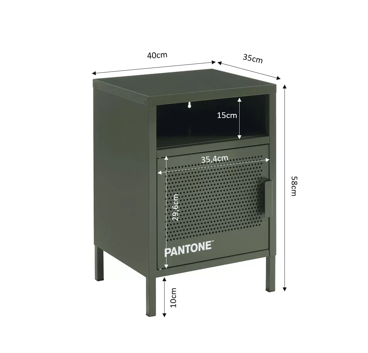 Illustration numéro 3 du produit Table de chevet métal vert olive foncé 40cm