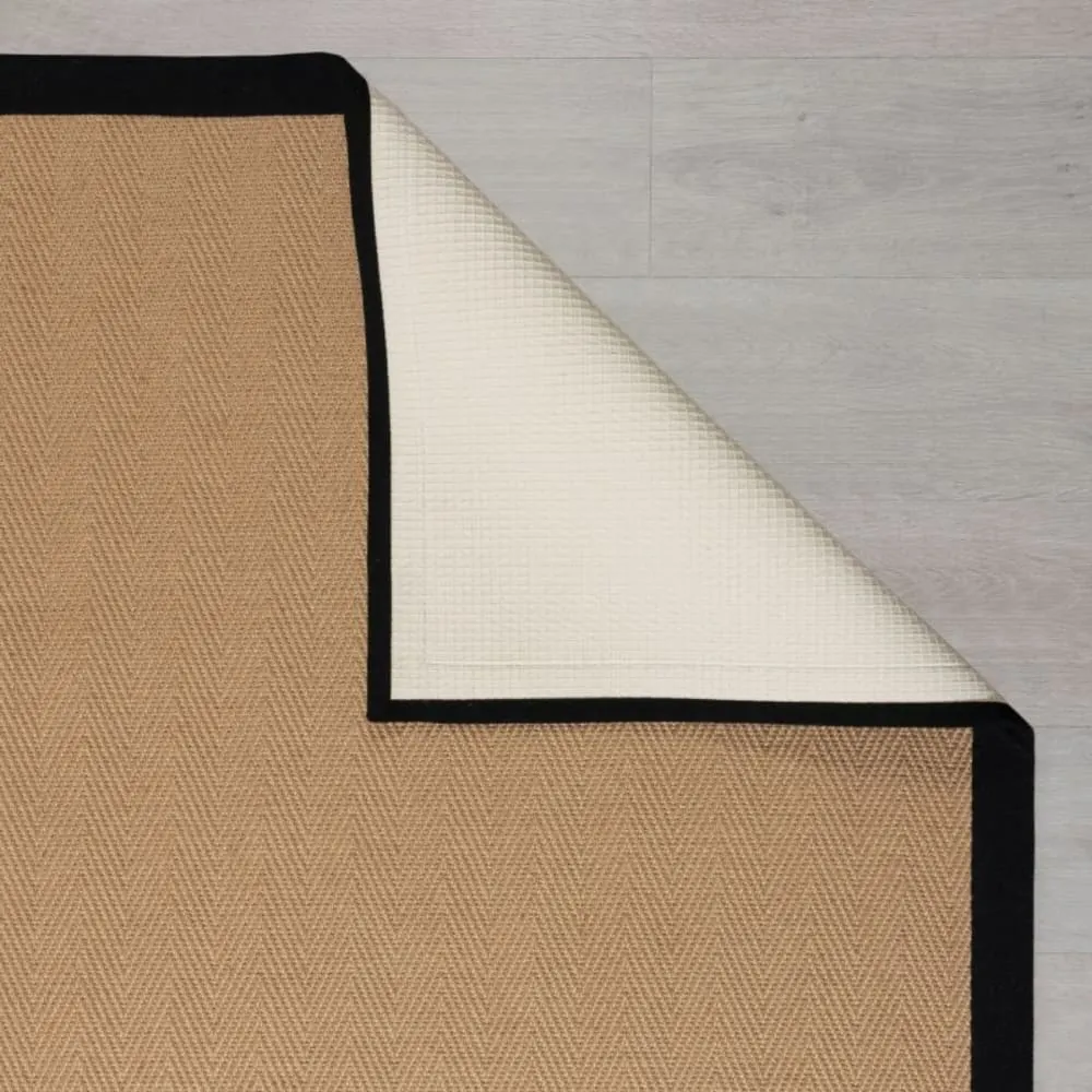 Illustration numéro 3 du produit Tapis en jute beige avec bords noirs