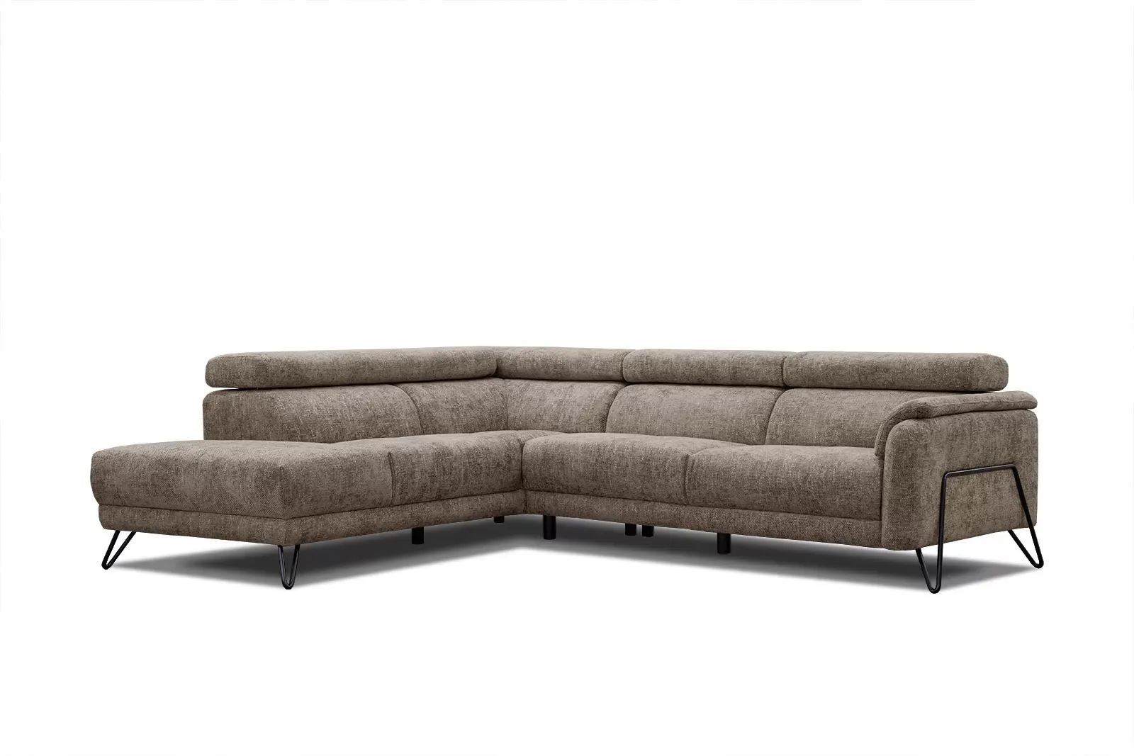 Illustration numéro 3 du produit Canapé d'angle gauche 5 places tissu beige foncé