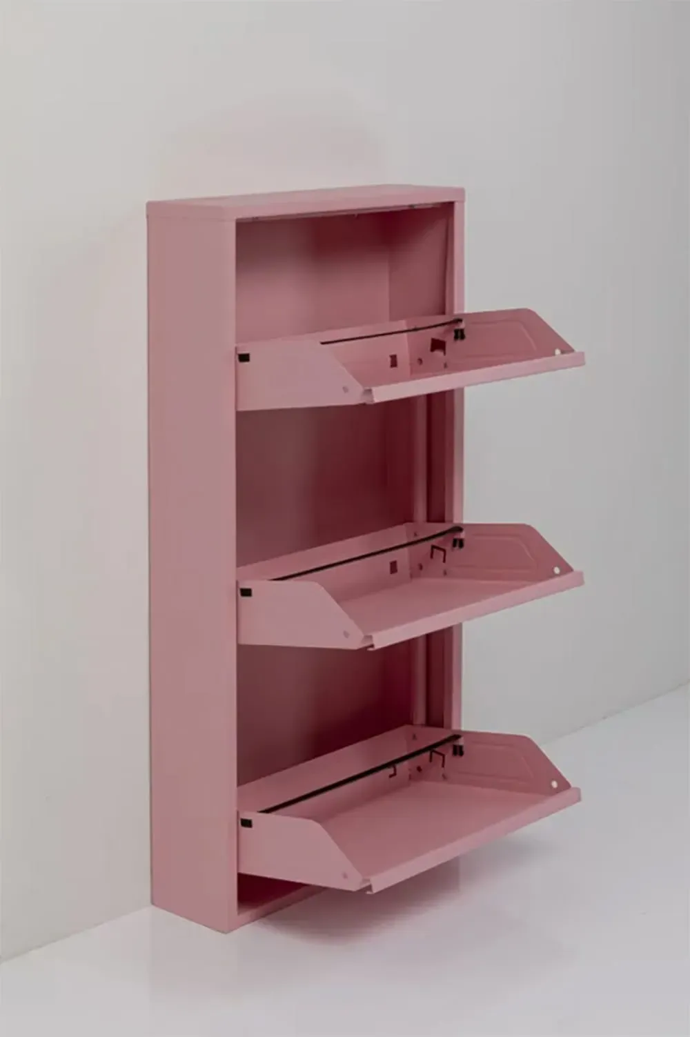 Illustration numéro 3 du produit Casier à chaussures 3 tiroirs en acier rose