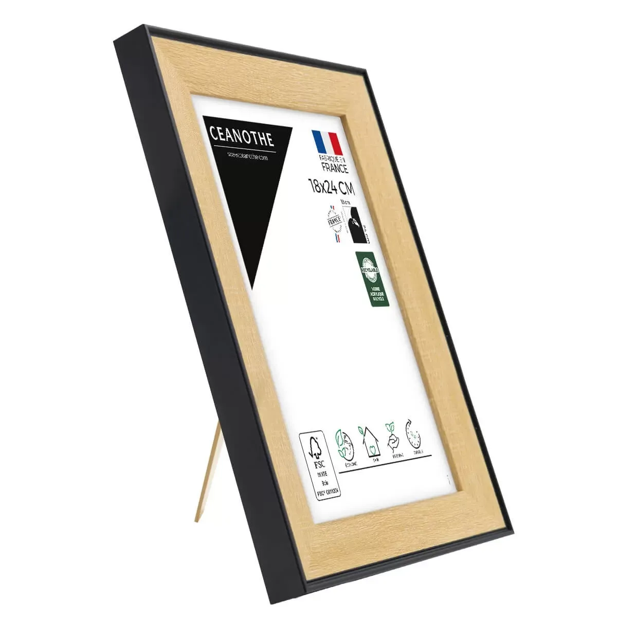 Illustration numéro 3 du produit Cadre photo marron et noir 18x24 cm résine recyclée