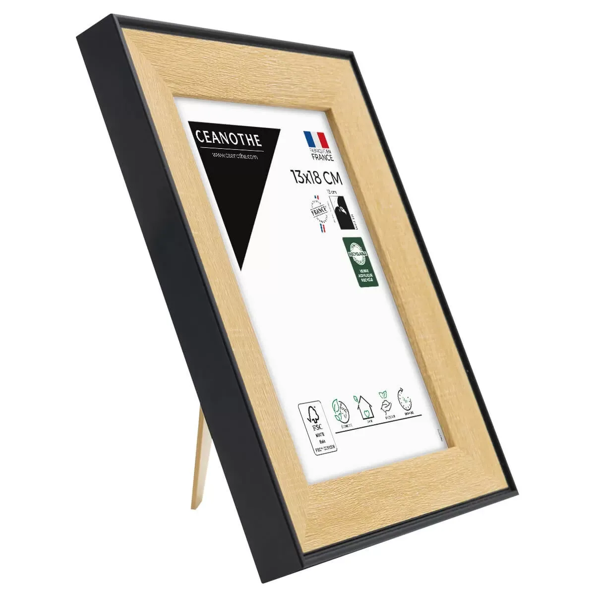 Illustration numéro 3 du produit Cadre photo marron et noir 13x18 cm résine recyclée