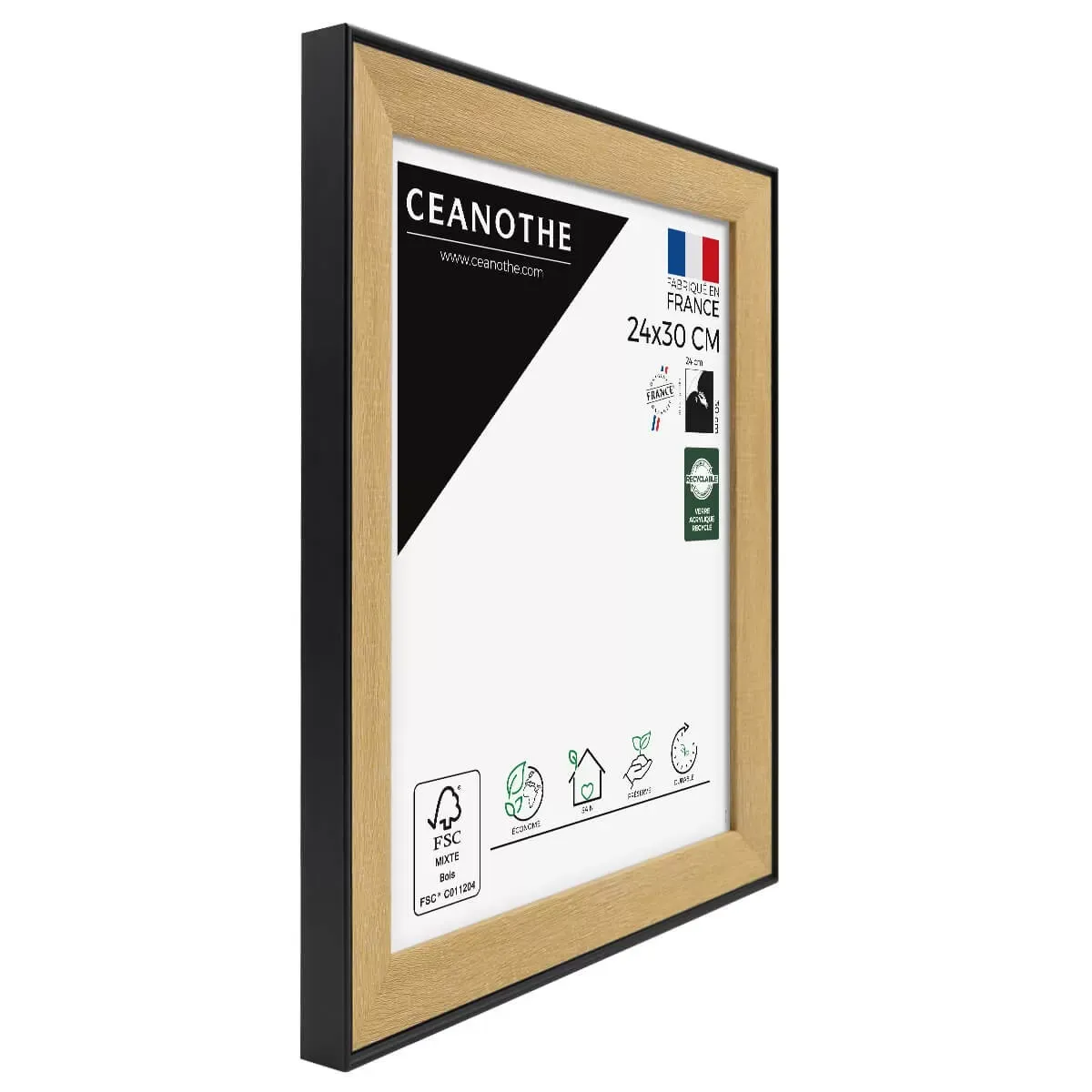 Illustration numéro 3 du produit Cadre photo marron et noir 24x30 cm résine recyclée
