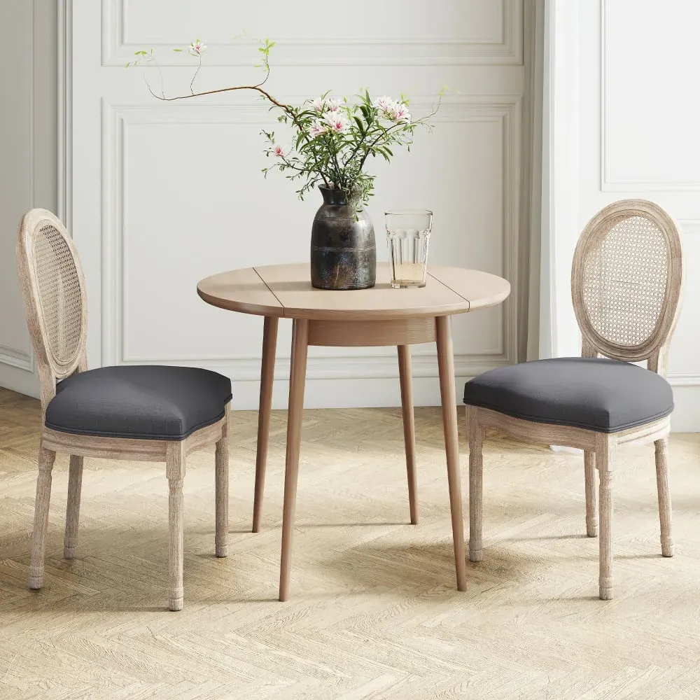 Illustration numéro 3 du produit Lot de 2 chaises de salle à manger médaillon style Louis XVI gris