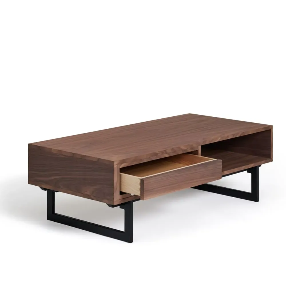 Illustration numéro 3 du produit Table basse en noyer 1 tiroir